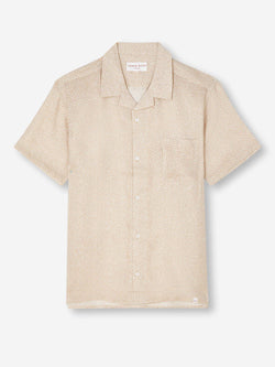 Men's Short Sleeve Shirt Milan 24 Linen Sand