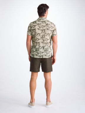 Men's Short Sleeve Shirt Milan 26 Linen Khaki