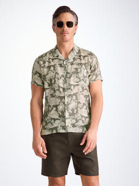 Men's Short Sleeve Shirt Milan 26 Linen Khaki