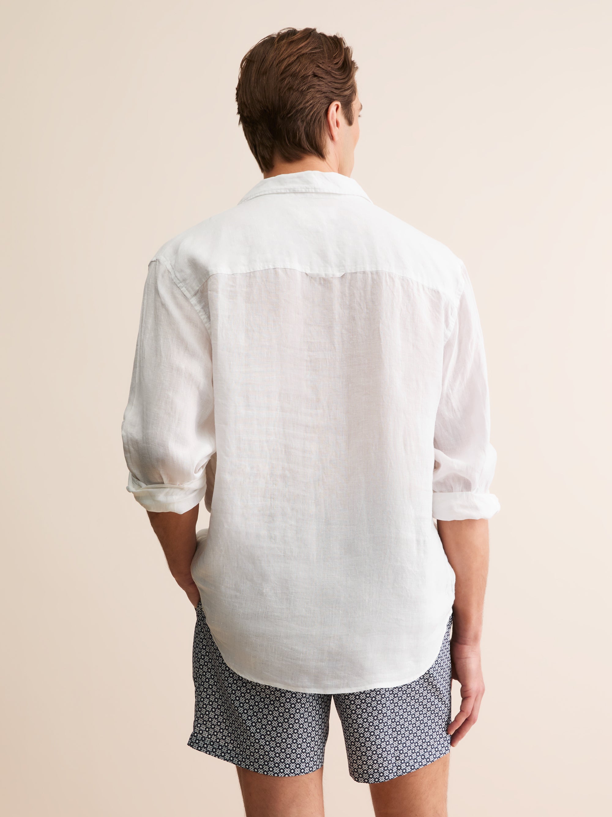Men's Pullover Shirt Monaco Linen White