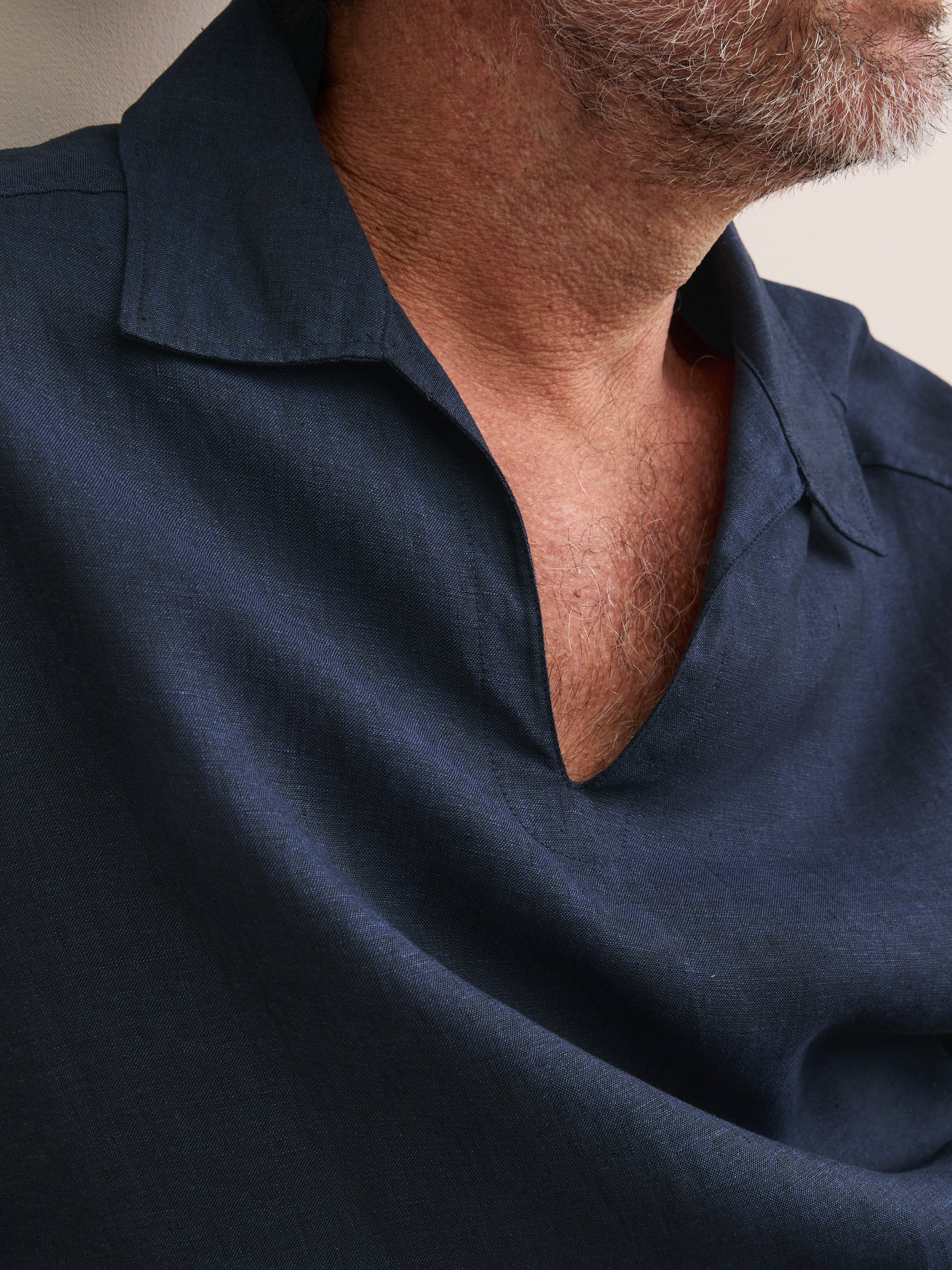 Men's Pullover Shirt Monaco Linen Navy Blue