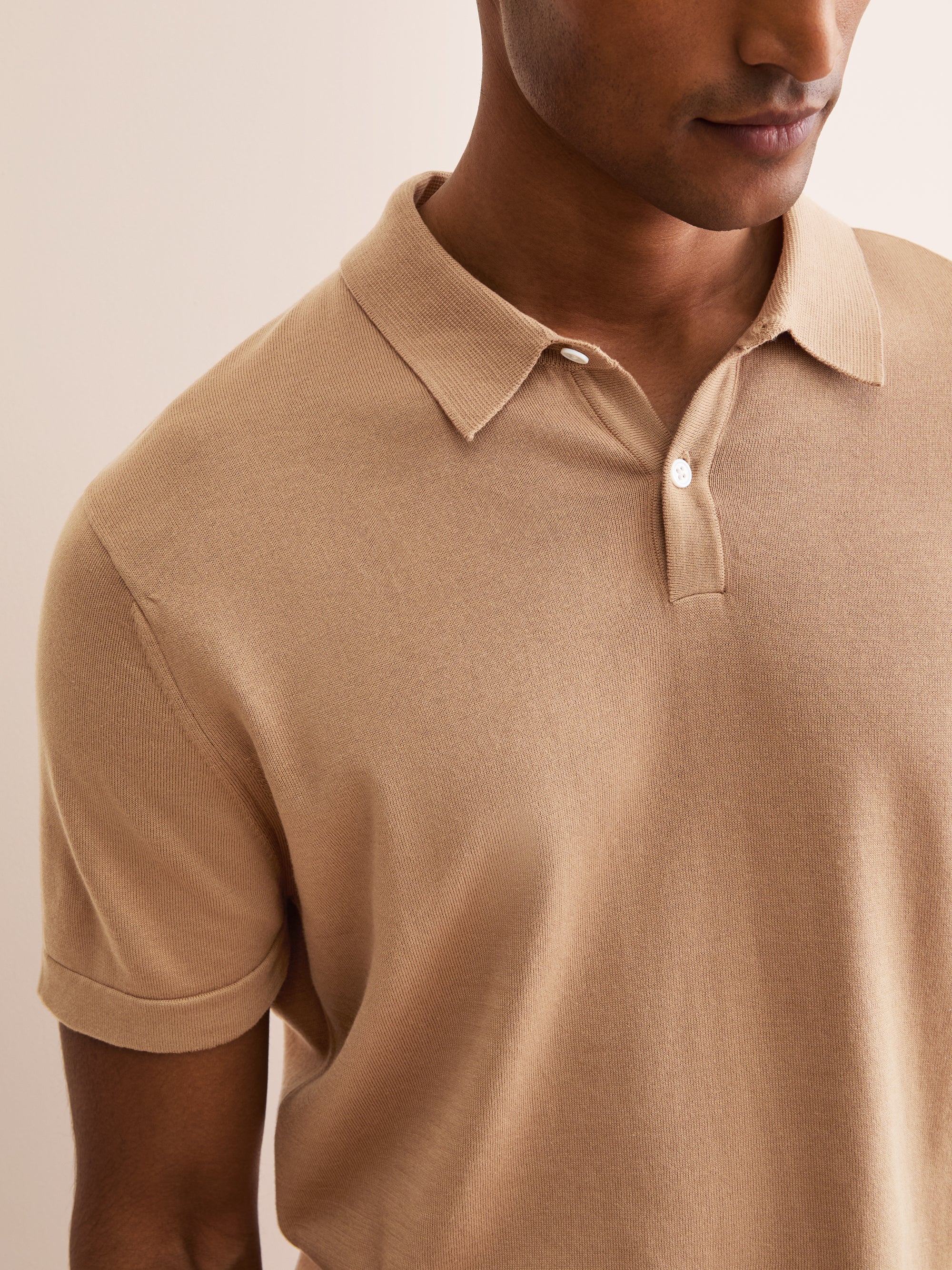 Men's Jacob Sea Island Cotton Polo Shirt Camel | Derek Rose