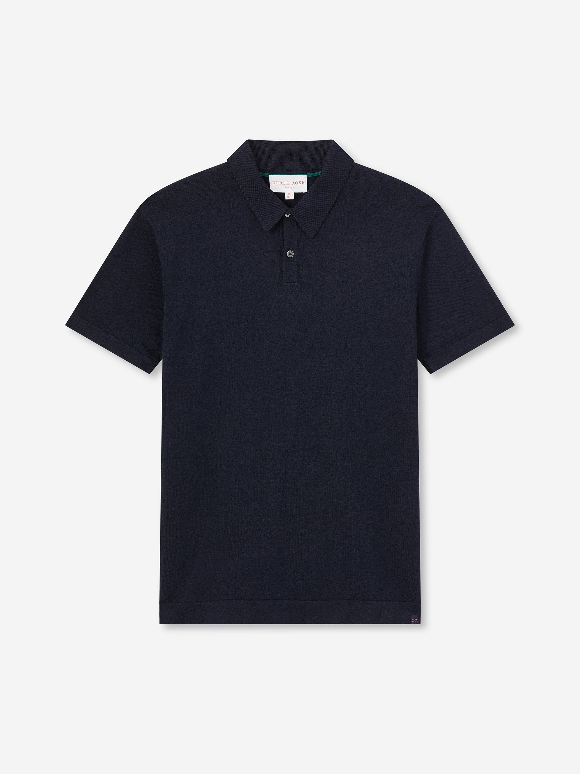 Men's Navy Sea Island Cotton Short Sleeve Polo Shirt | Derek Rose