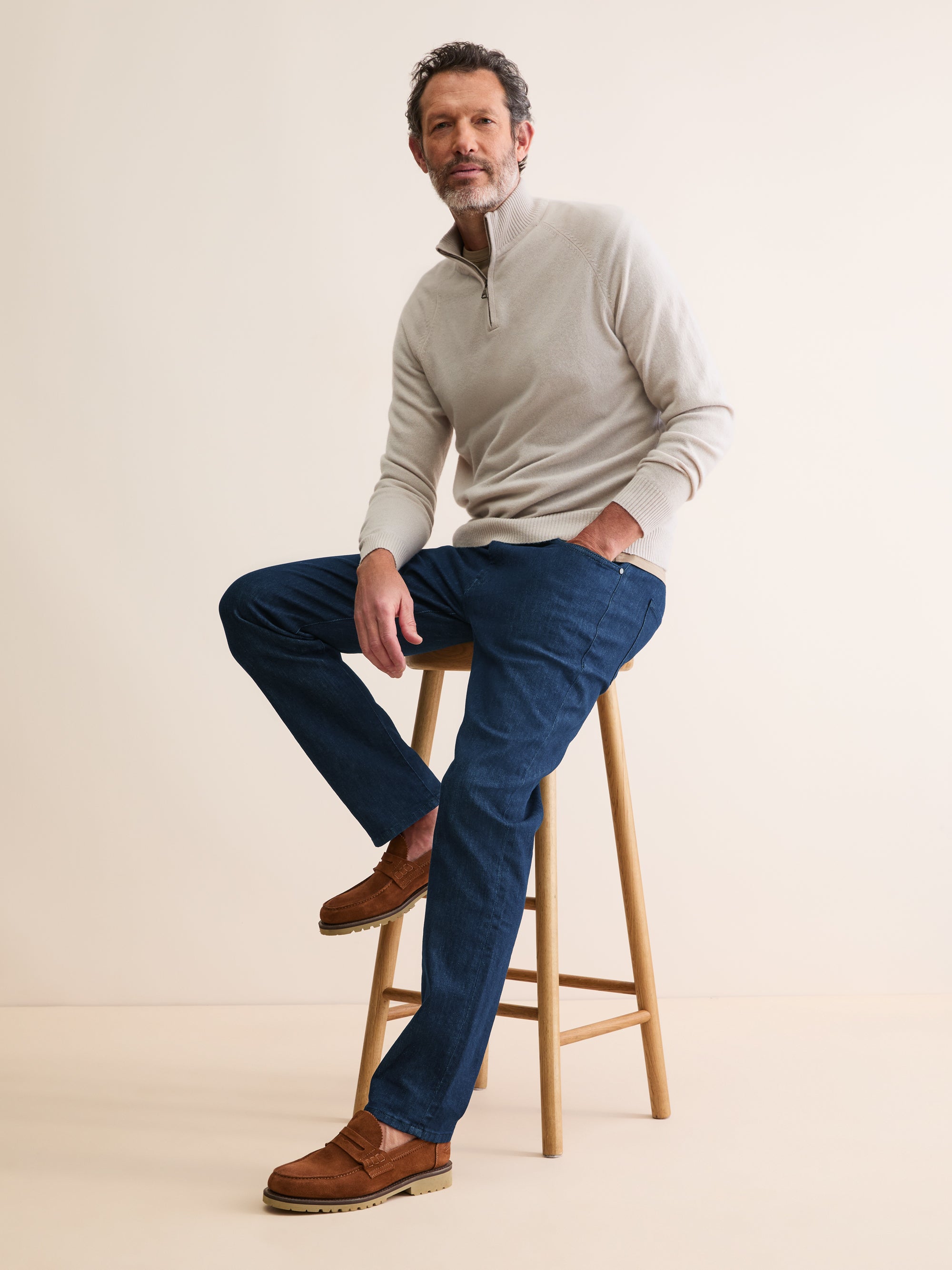 Men's Denim Jeans Soft Wash Mid Blue