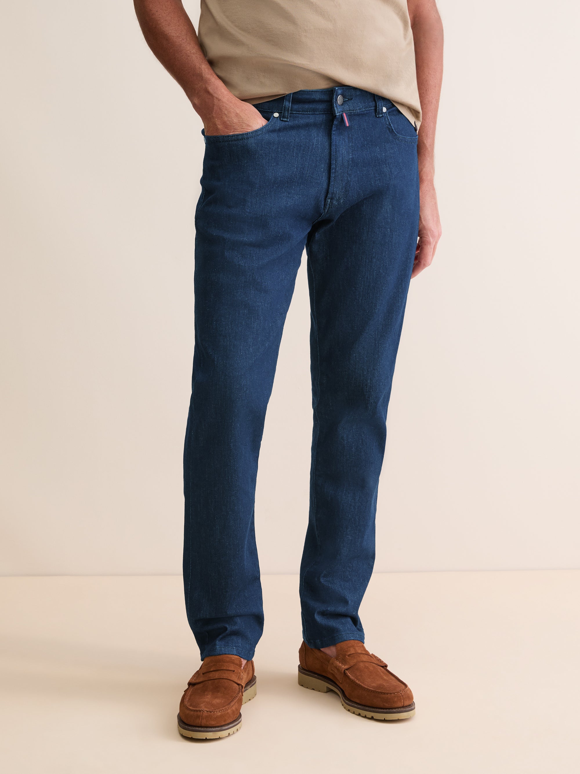 Men's Denim Jeans Soft Wash Mid Blue | Derek Rose