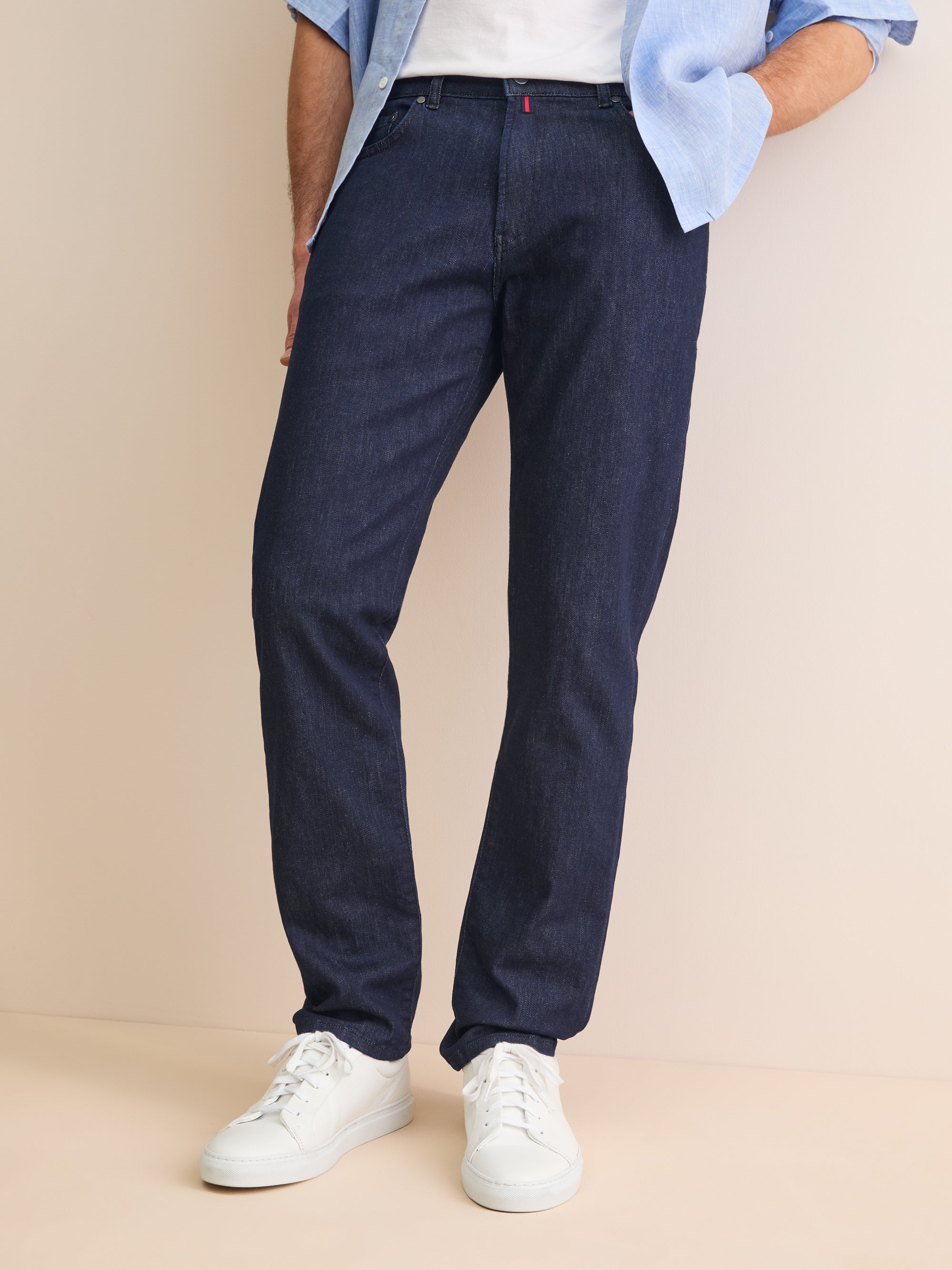 Men's Denim Jeans Soft Wash Indigo Blue | Derek Rose