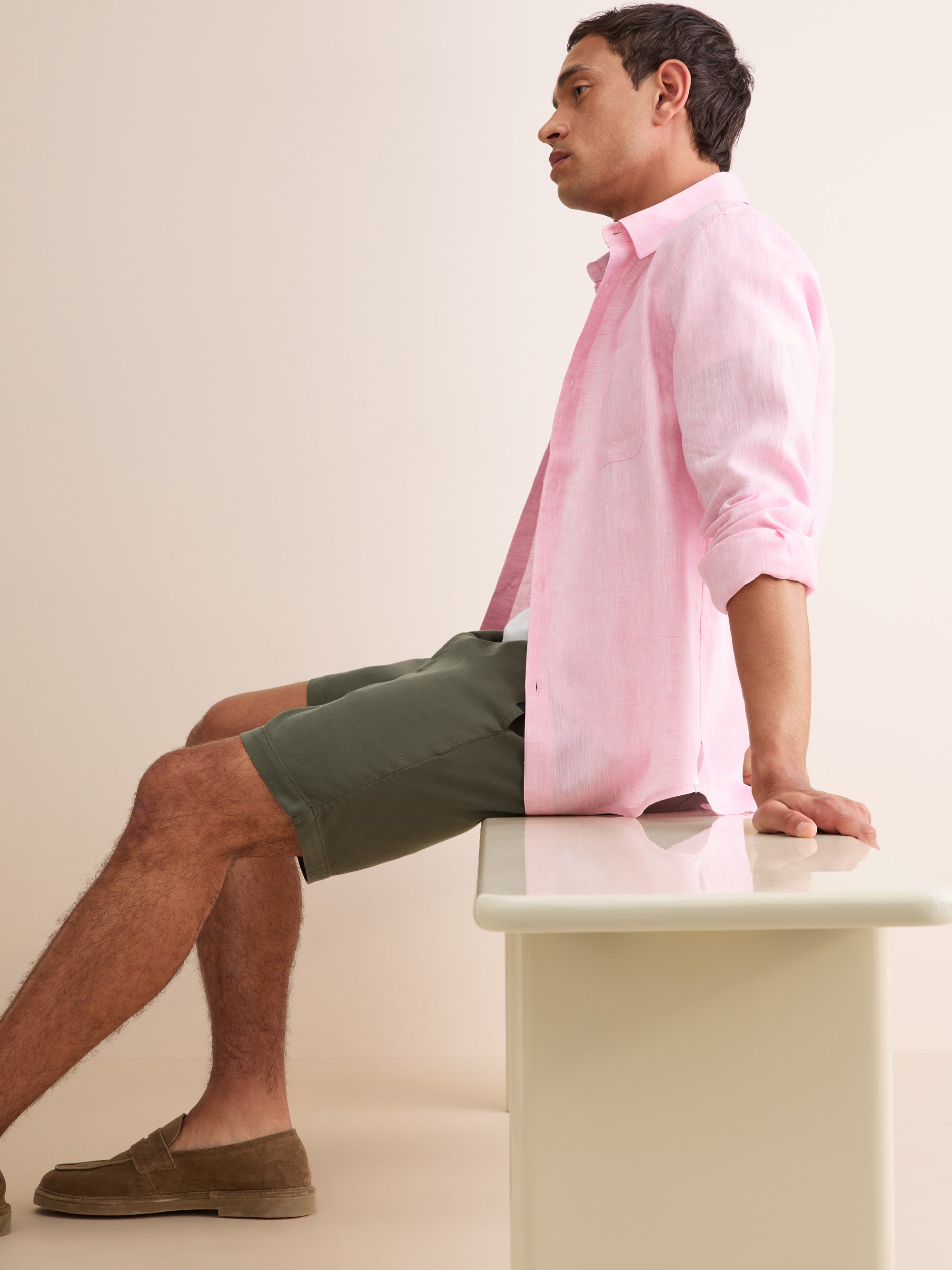 Derek Rose Harris Cotton Blend Shorts Khaki