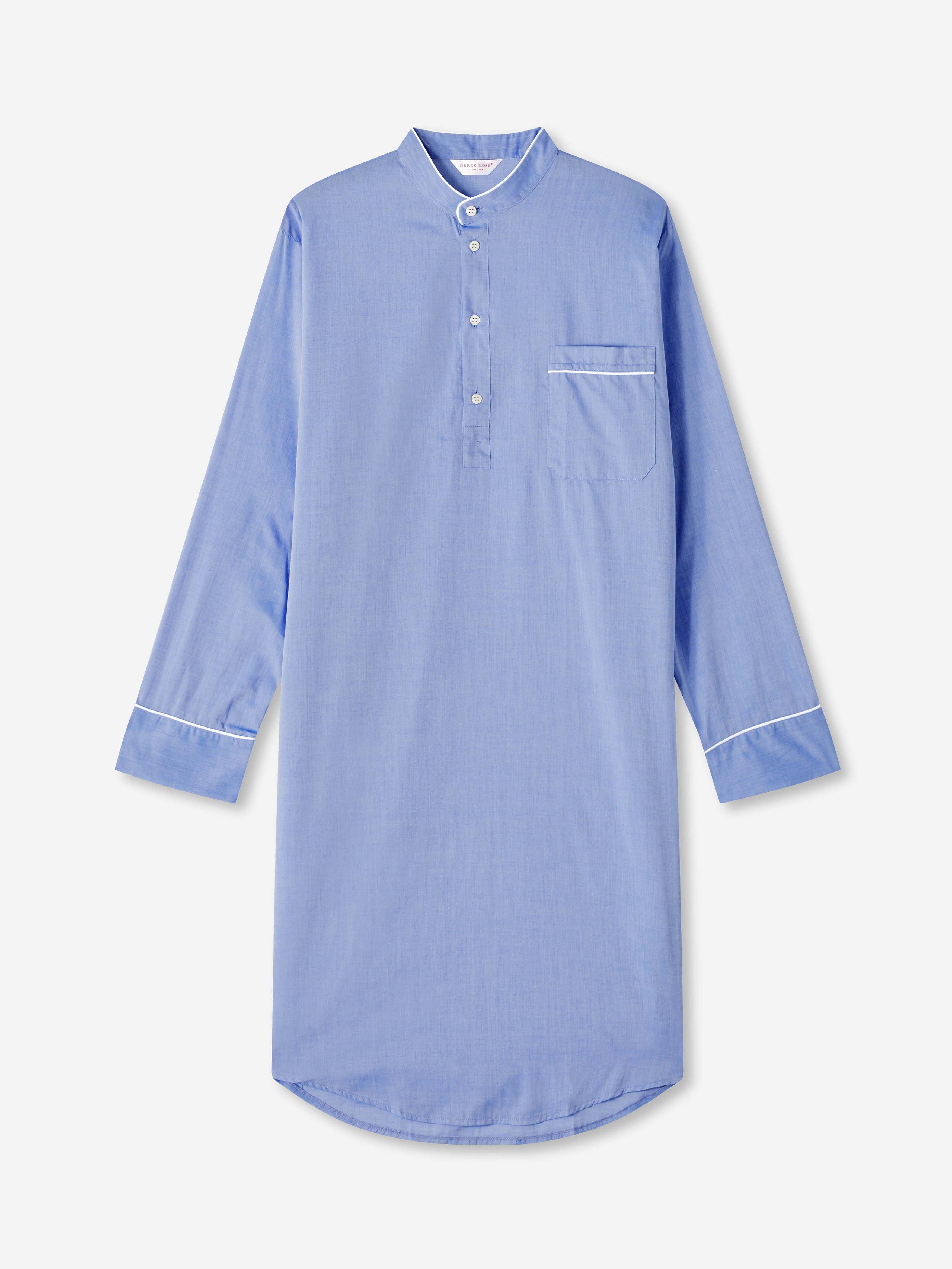 Men's Nightshirt Amalfi Cotton Batiste Blue 
