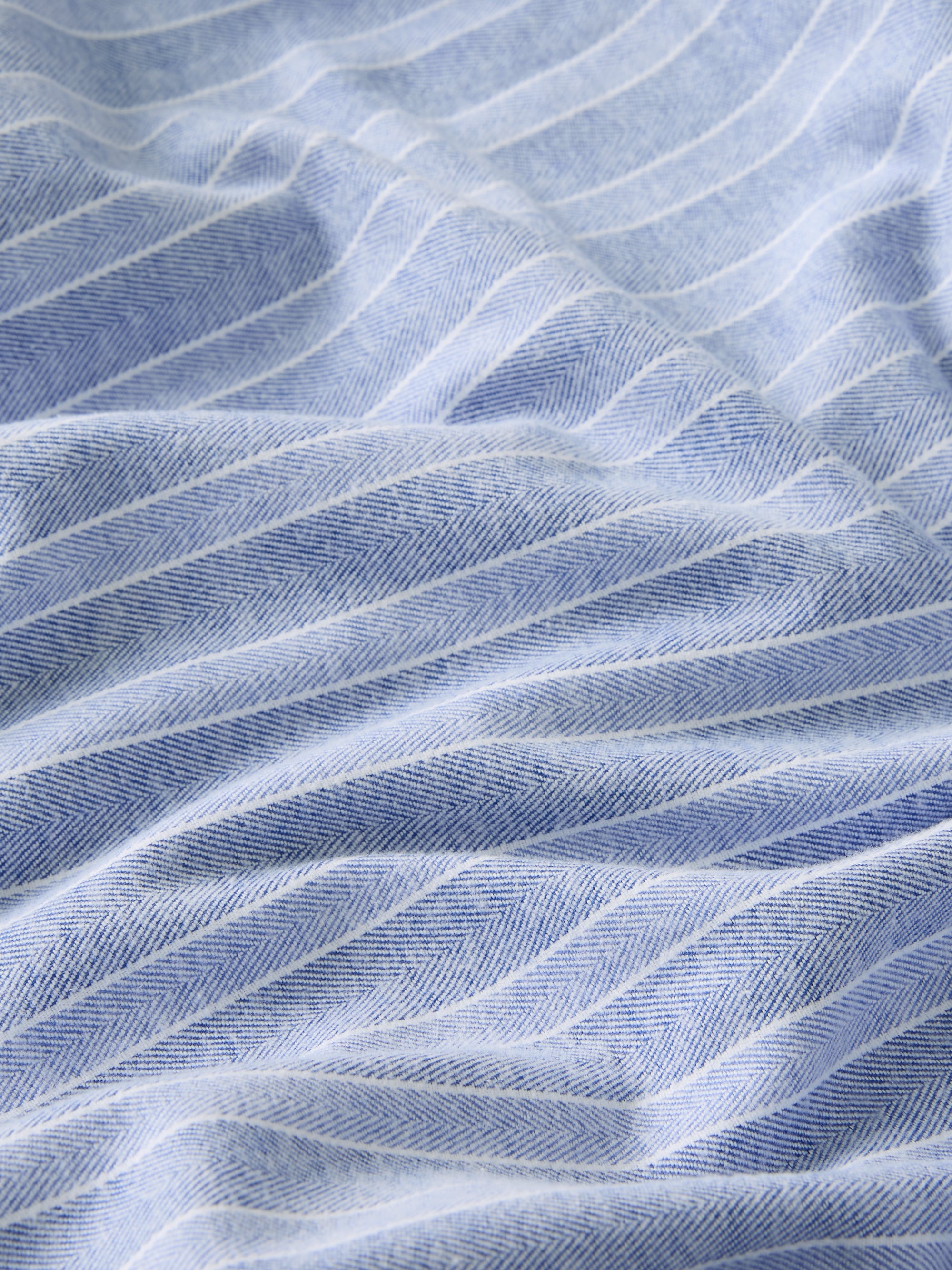Arran Brushed Cotton Pajamas Blue Herringbone Stripe
