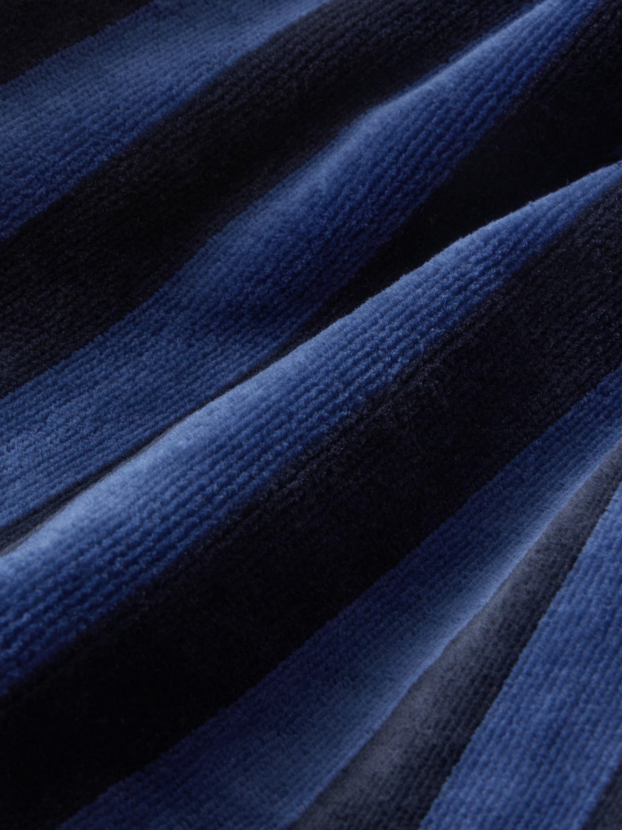 Aston Cotton Velour Bathrobe Blue & Navy Stripe