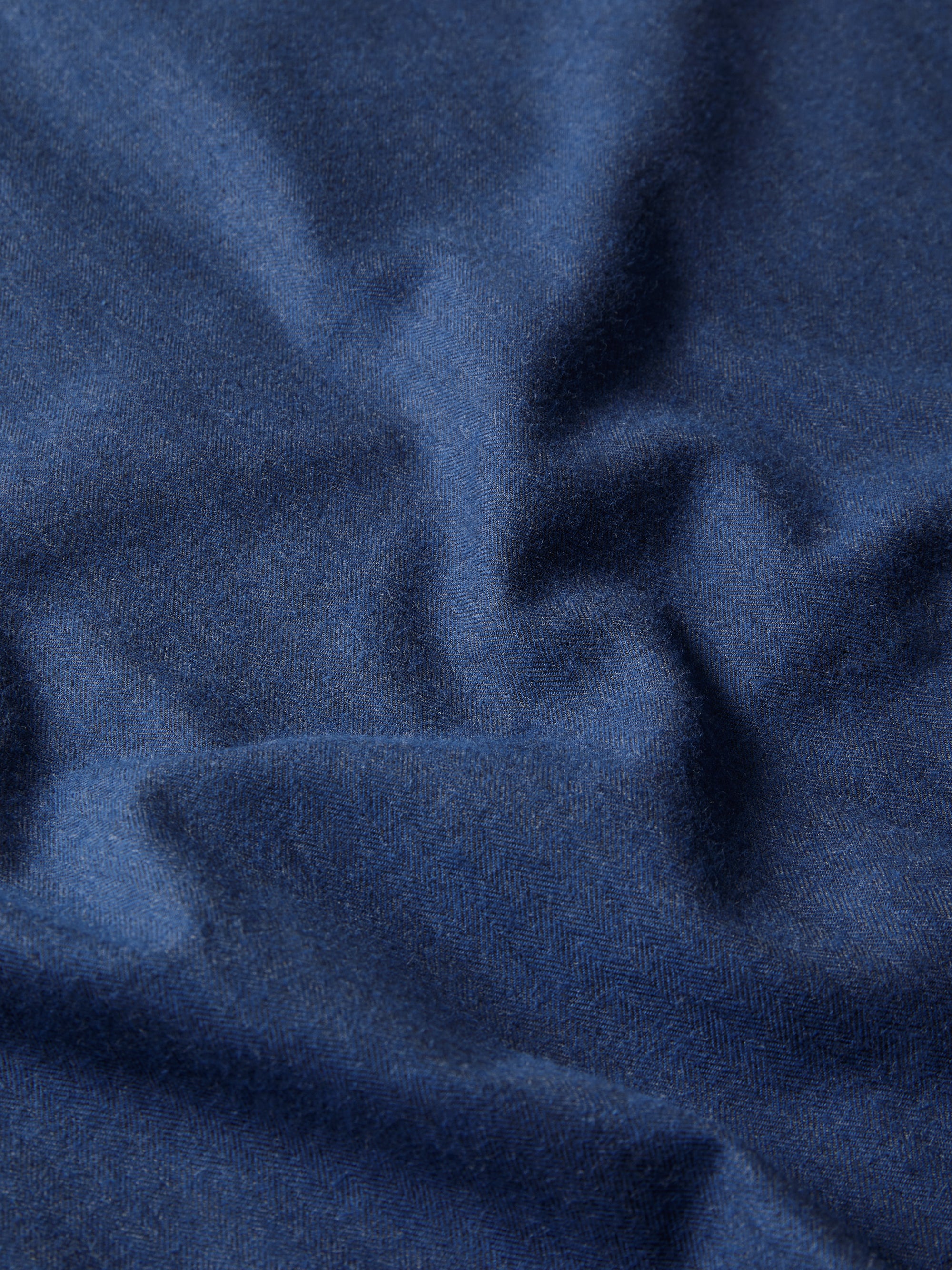 Balmoral Brushed Cotton Flannel Shirt Navy Blue Herringbone