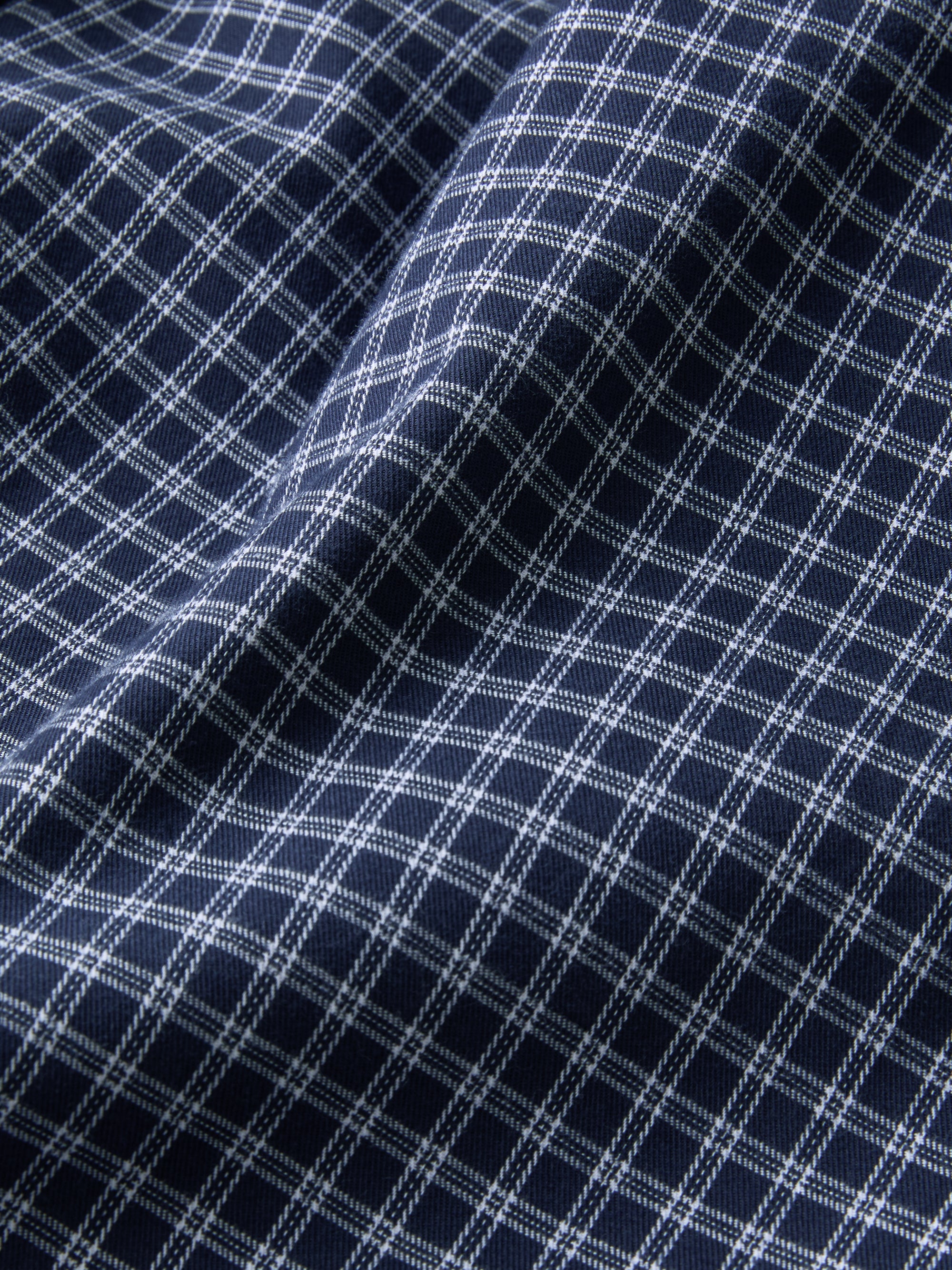 Braemar Brushed Cotton Lounge Trousers Navy Blue Check