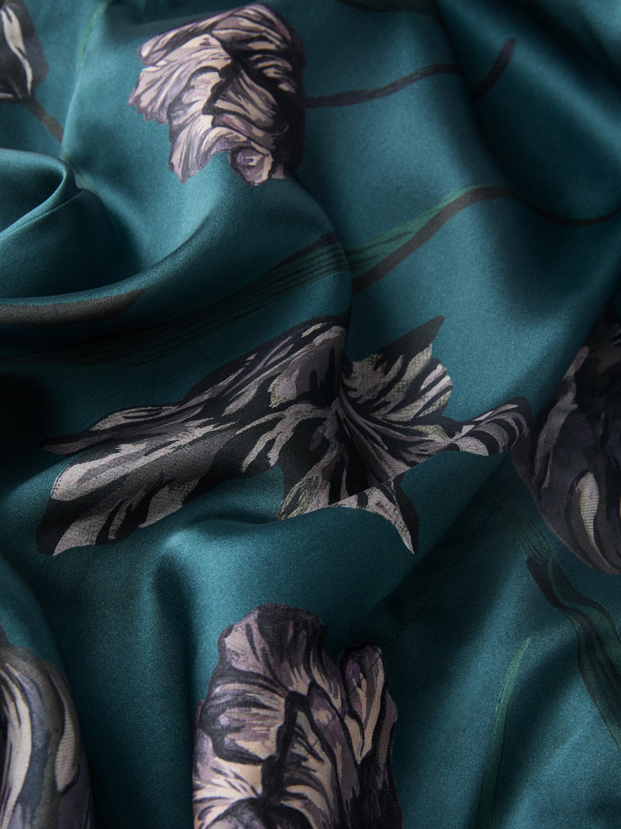 Brindisi Silk Dressing Gown Teal & Grey Tulip