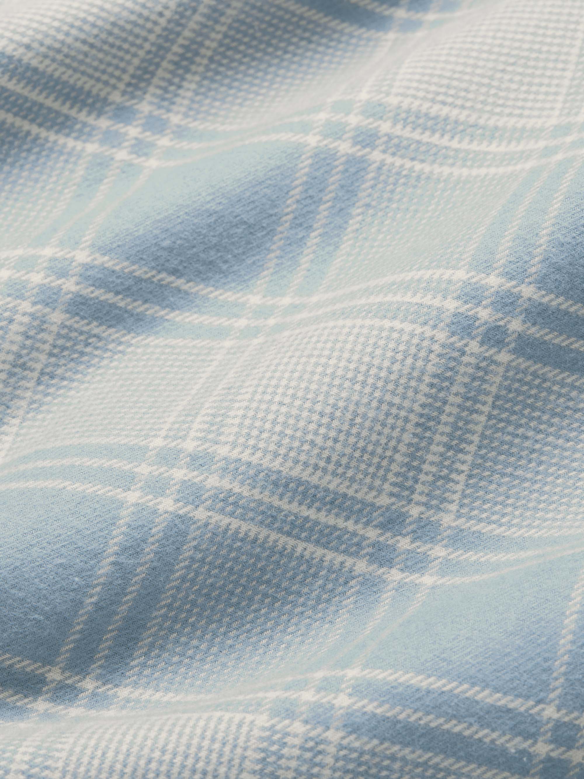 Men's Classic Fit Pyjamas Kelburn Brushed Cotton Storm Blue & Ecru Check
