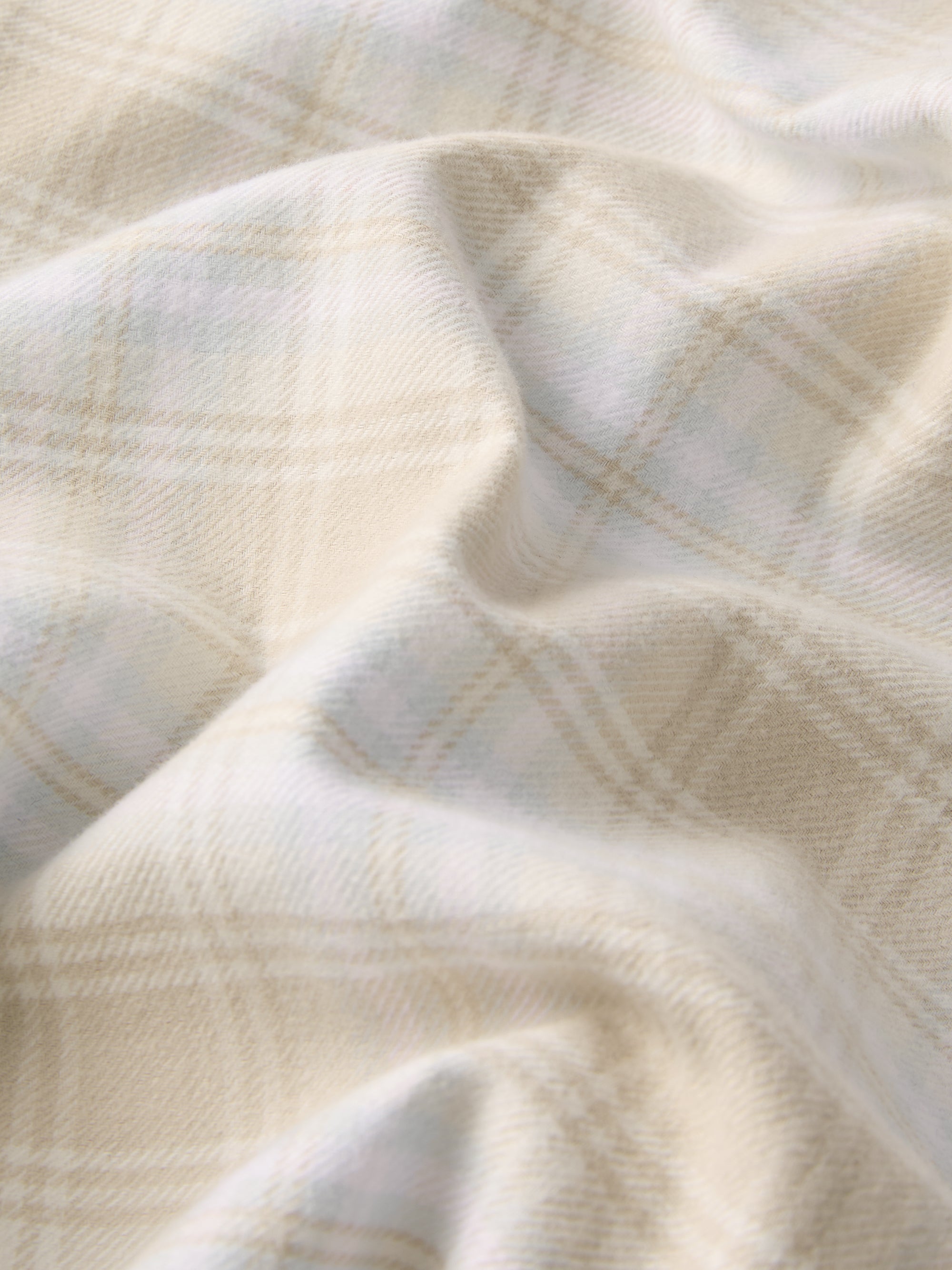 Kelburn Brushed Cotton Flannel Shirt Oatmeal & Ice Blue Check