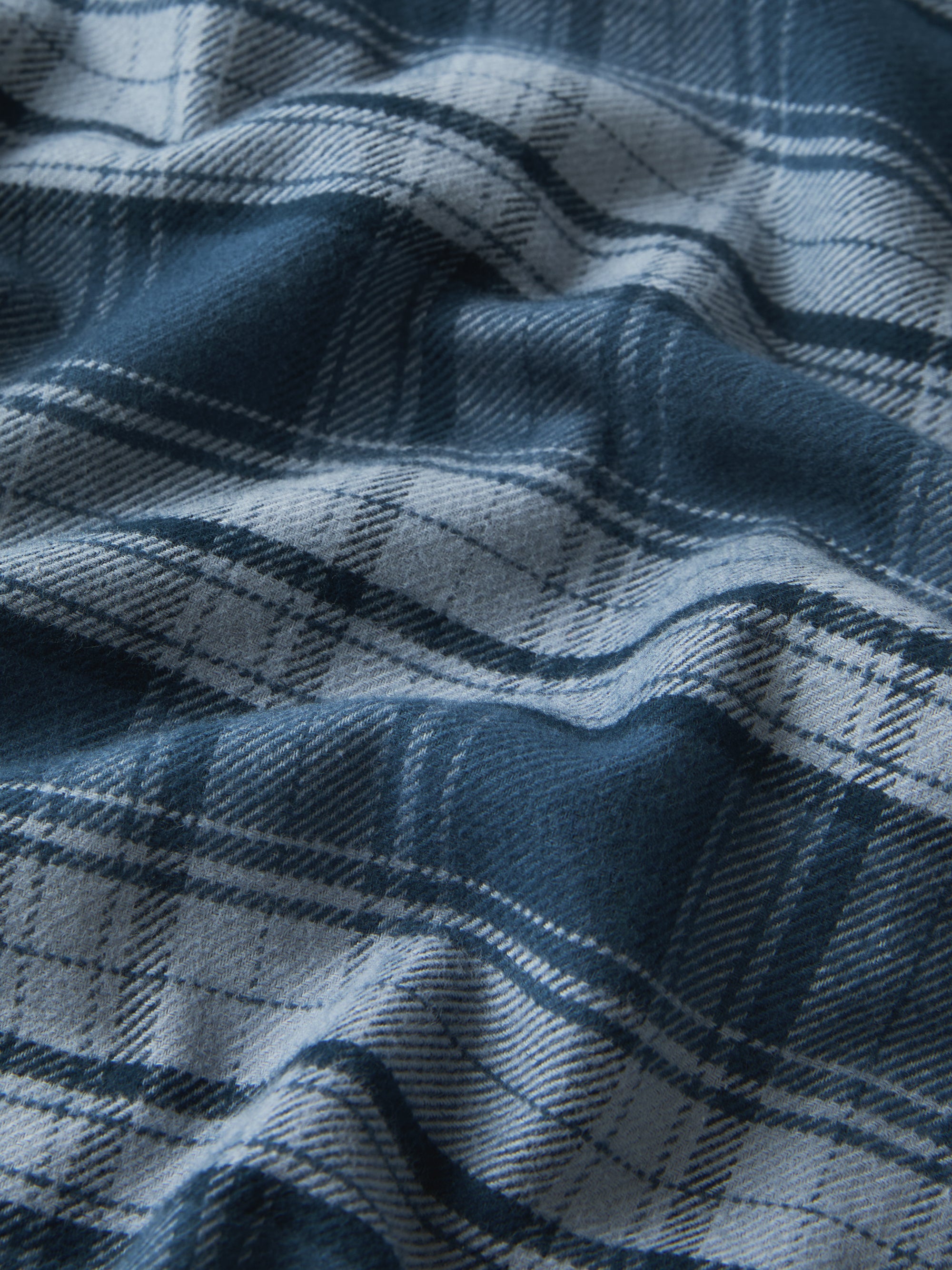 Kelburn Brushed Cotton Flannel Shirt Blue Check