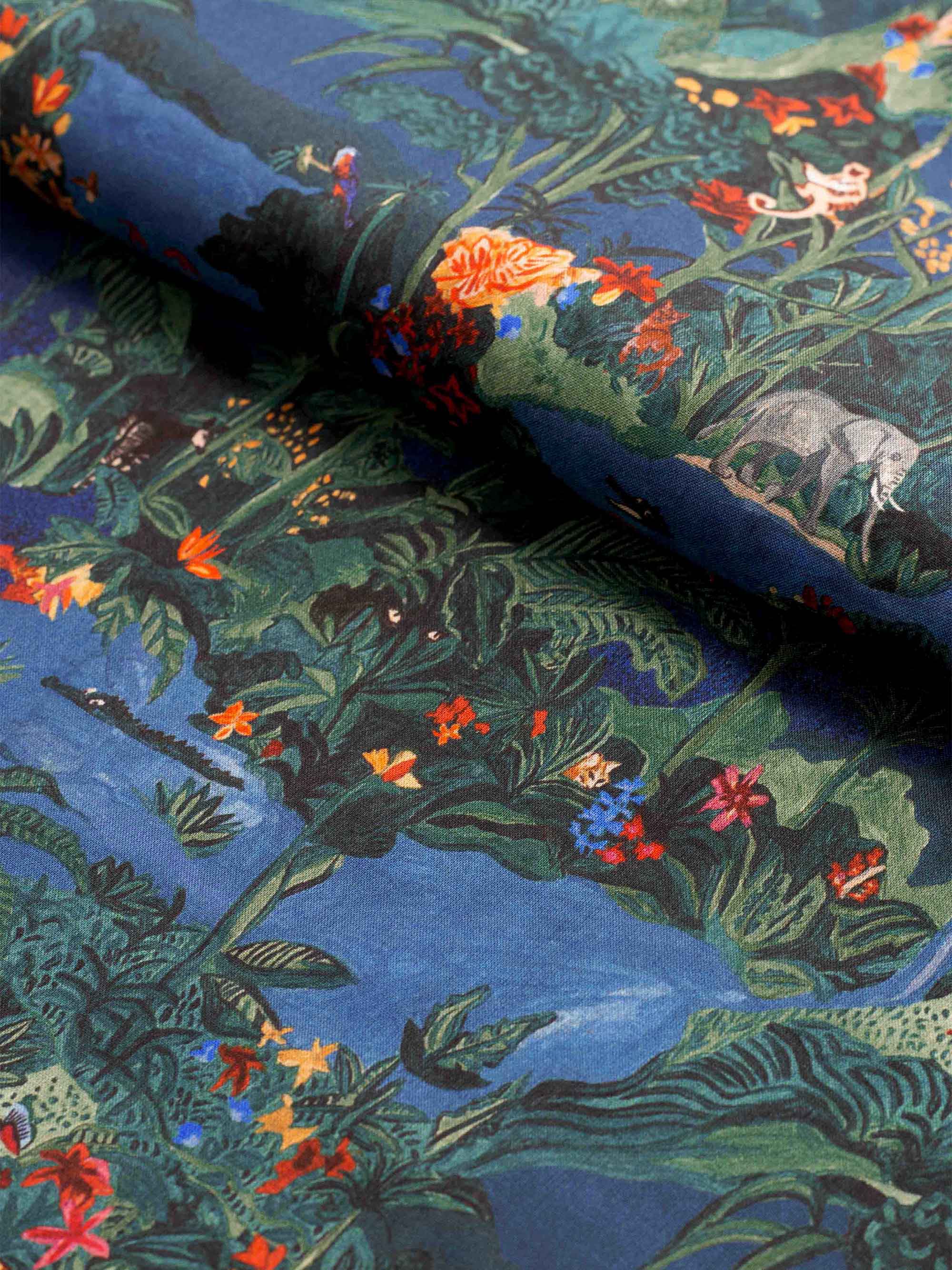 Men's Lounge Trousers Cotton Batiste Multi Midnight Jungle Print