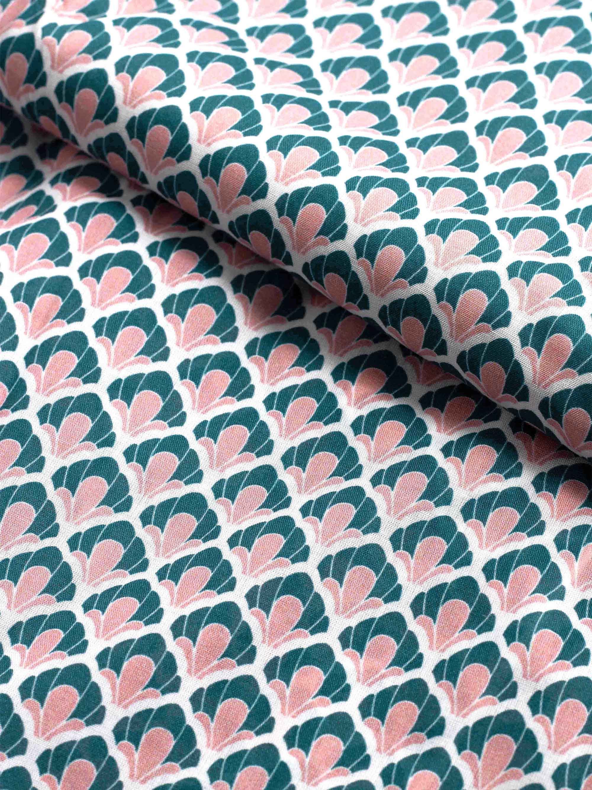 Women's Pyjamas Cotton Batiste Jungle Green Scalloped Leaf Print