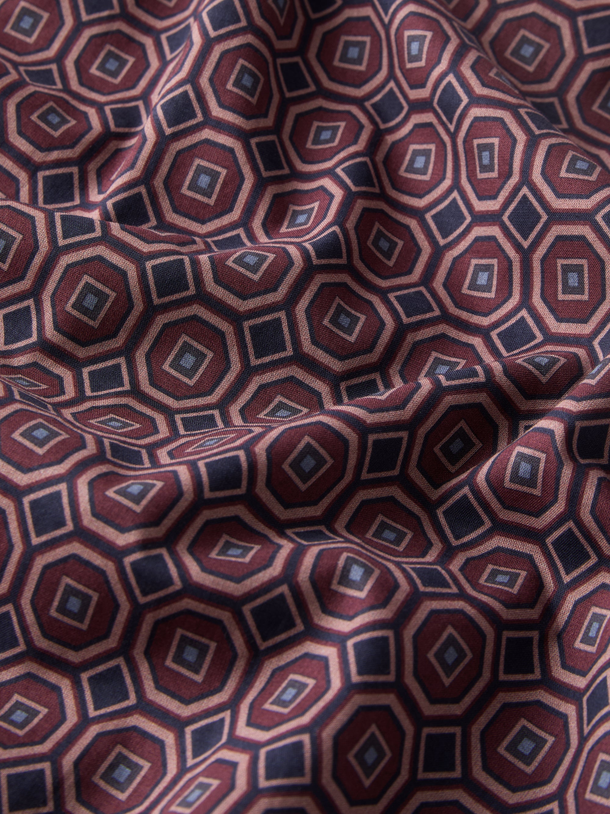 Ledbury Cotton Batiste Classic Fit Boxers Night Navy & Wine Geo