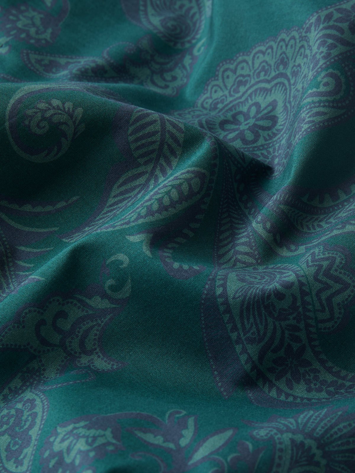 Ledbury Cotton Batiste Lounge Trousers Muted Teal & Navy Paisley
