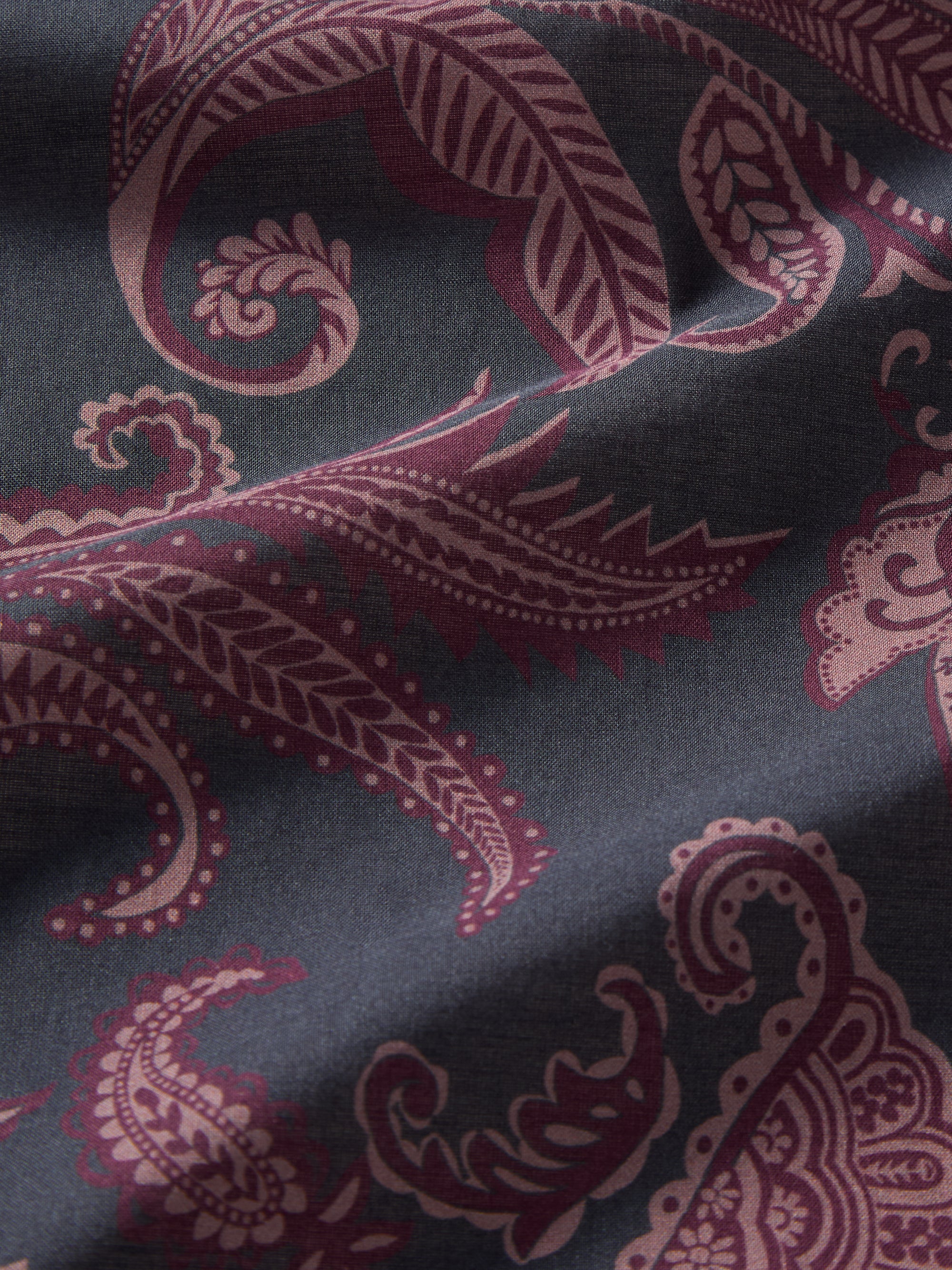 Ledbury Cotton Batiste Pajamas Night Gray & Wine Paisley