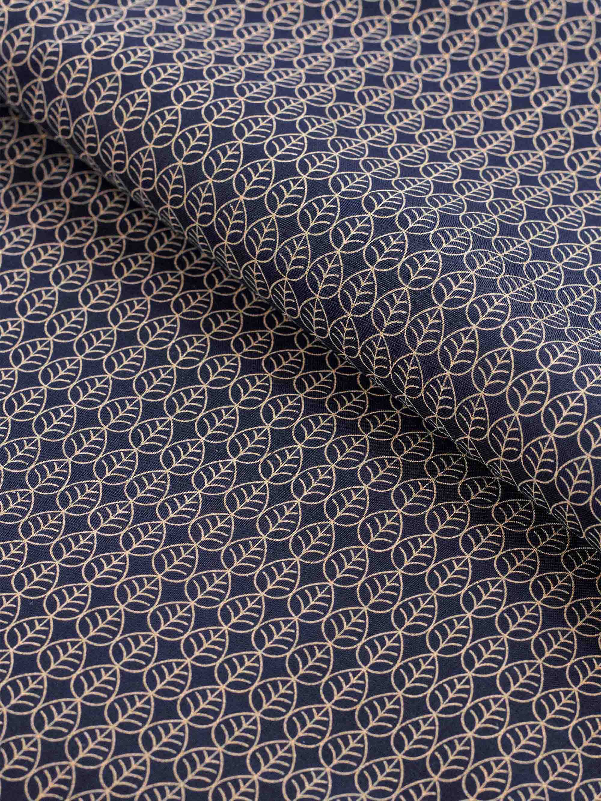 Men's Classic Fit Pyjamas Cotton Batiste Navy Jungle Leaf Print