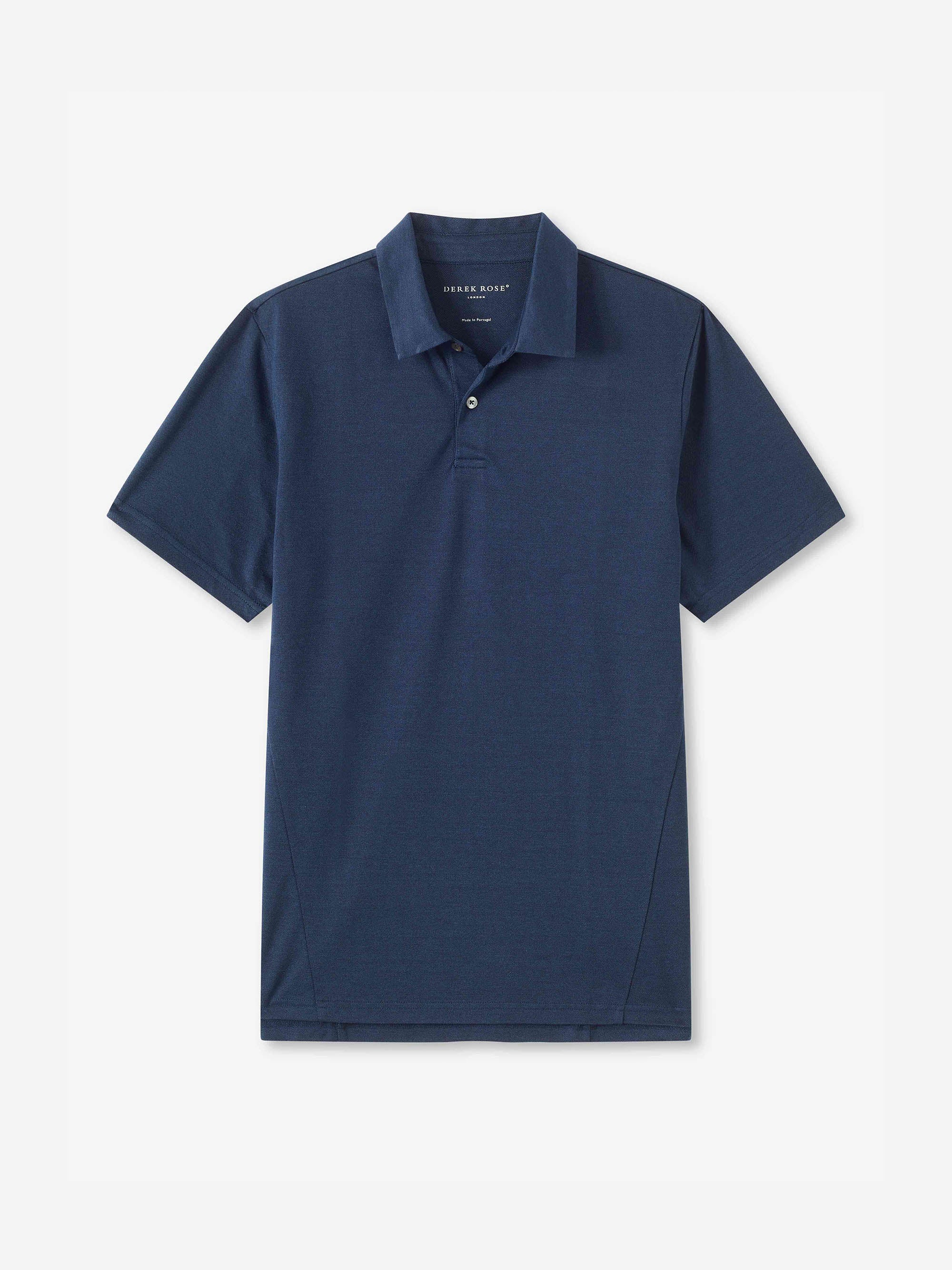 Men's Polo Shirt Ramsay Pique Cotton Lyocell Navy