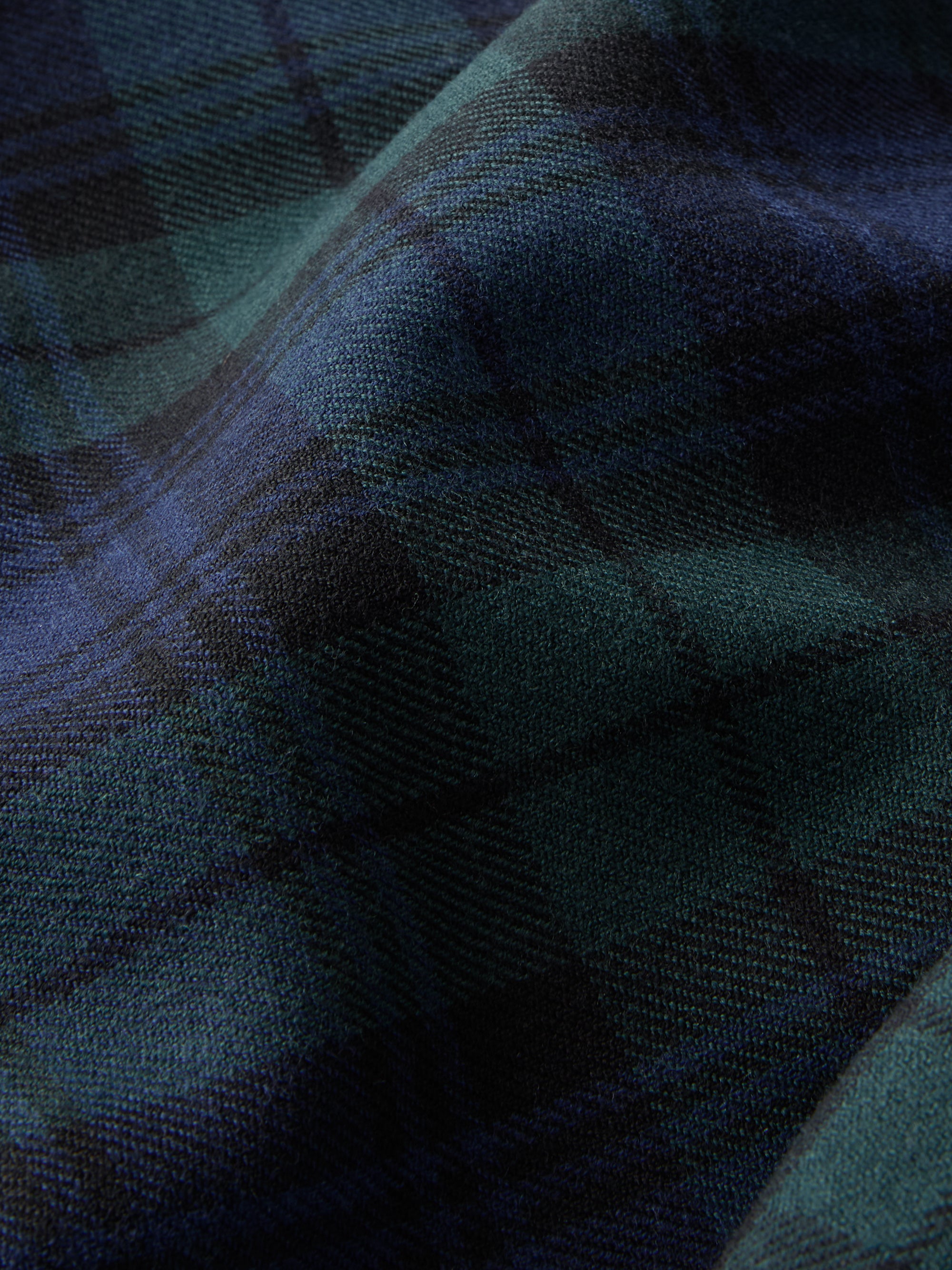 Tartan Merino Wool Smoking Jacket Navy Blue Black Watch