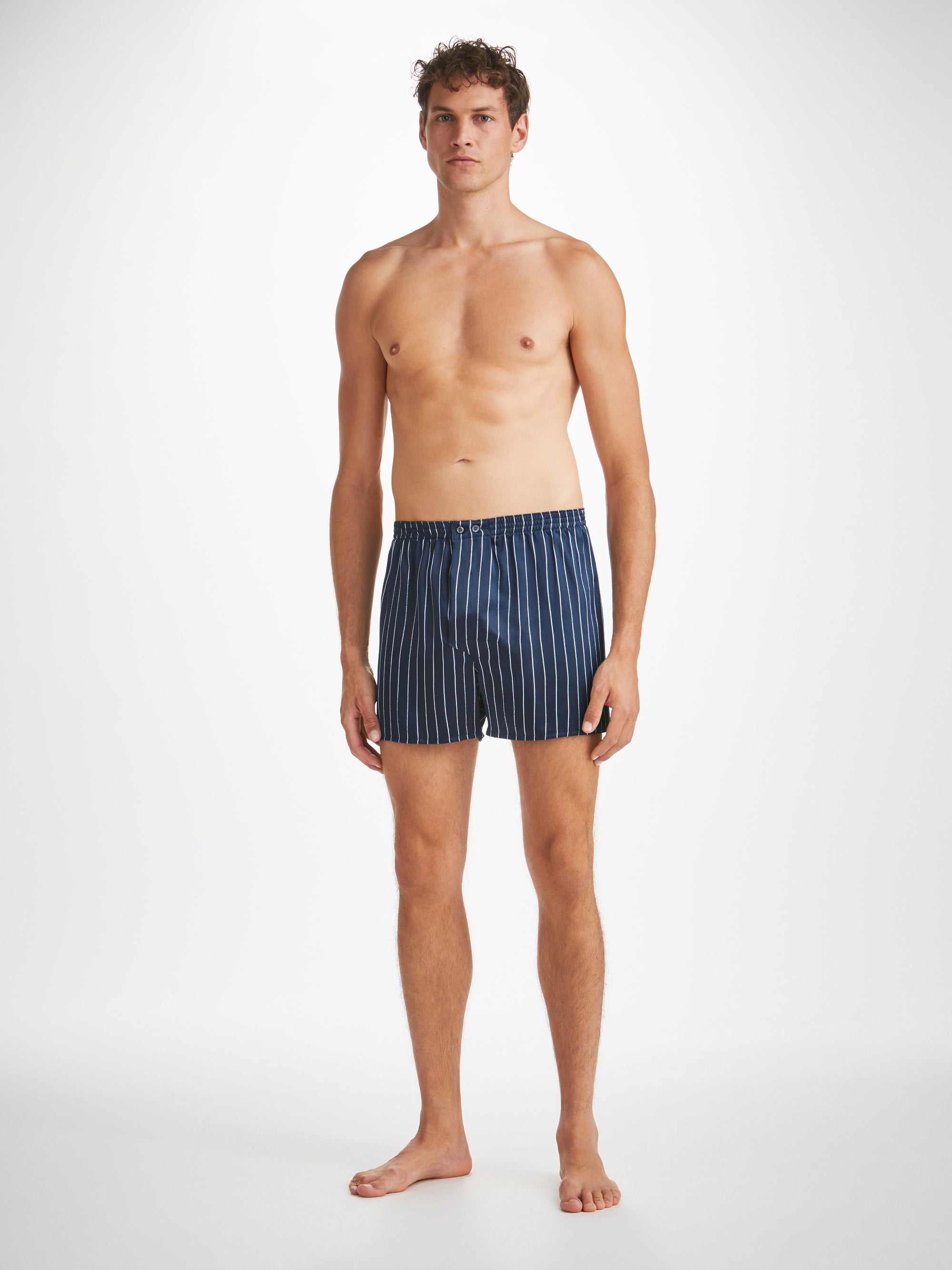 Men's Classic Fit Boxers Brindisi 102 Silk Satin Navy