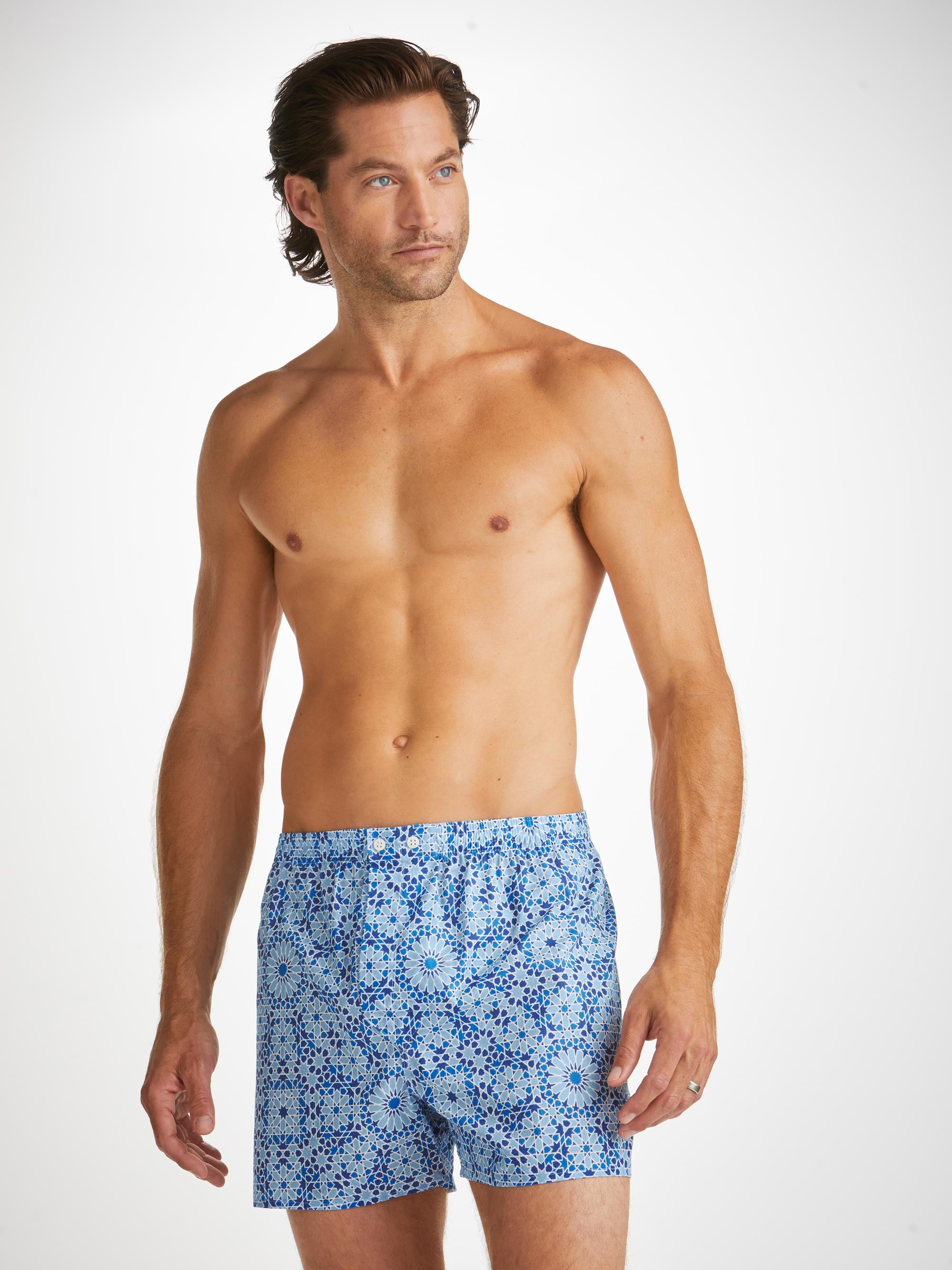 Men's Classic Fit Boxers Ledbury 69 Cotton Batiste Blue