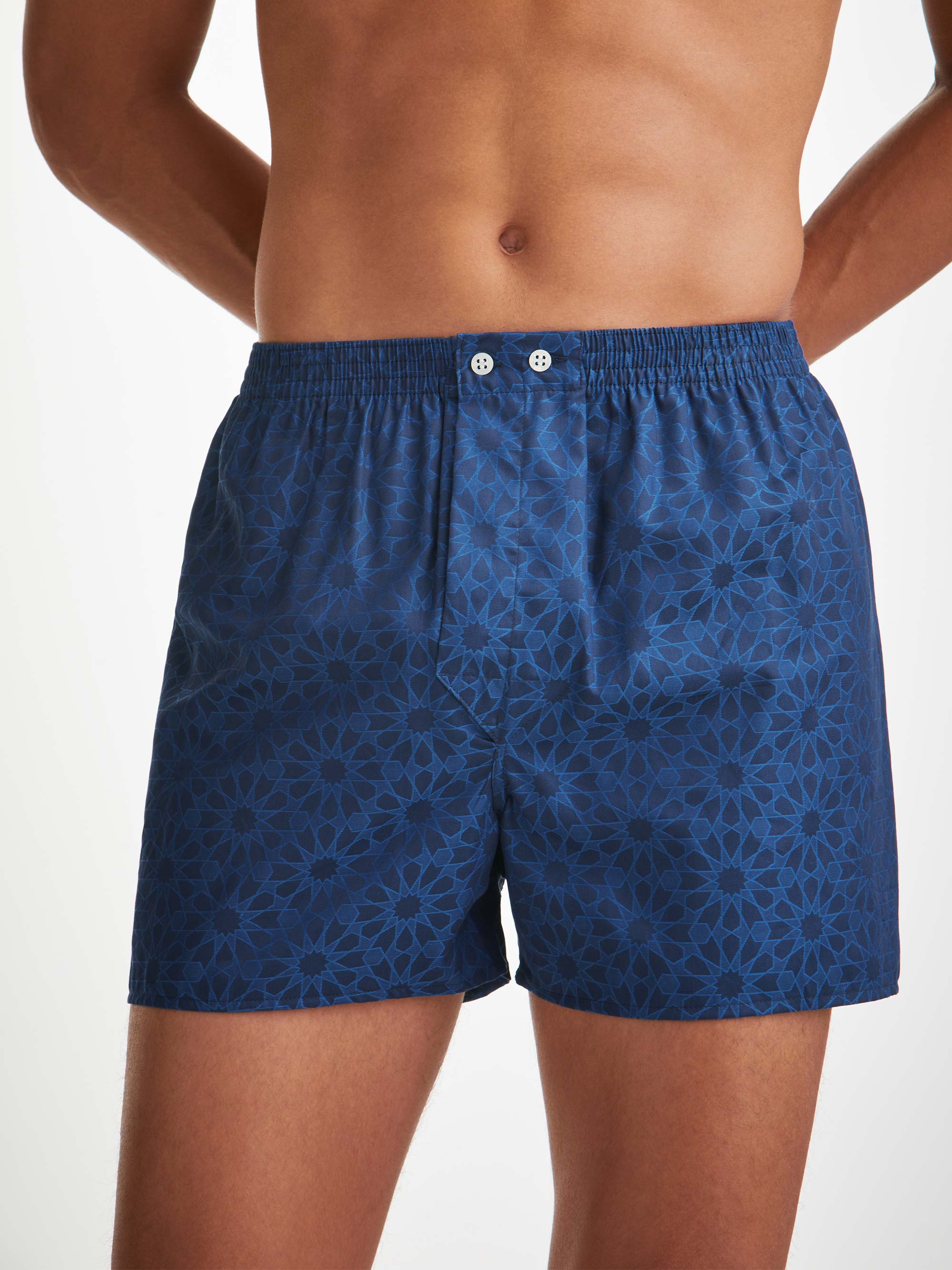 Men's Classic Fit Boxers Paris 26 Cotton Jacquard Navy