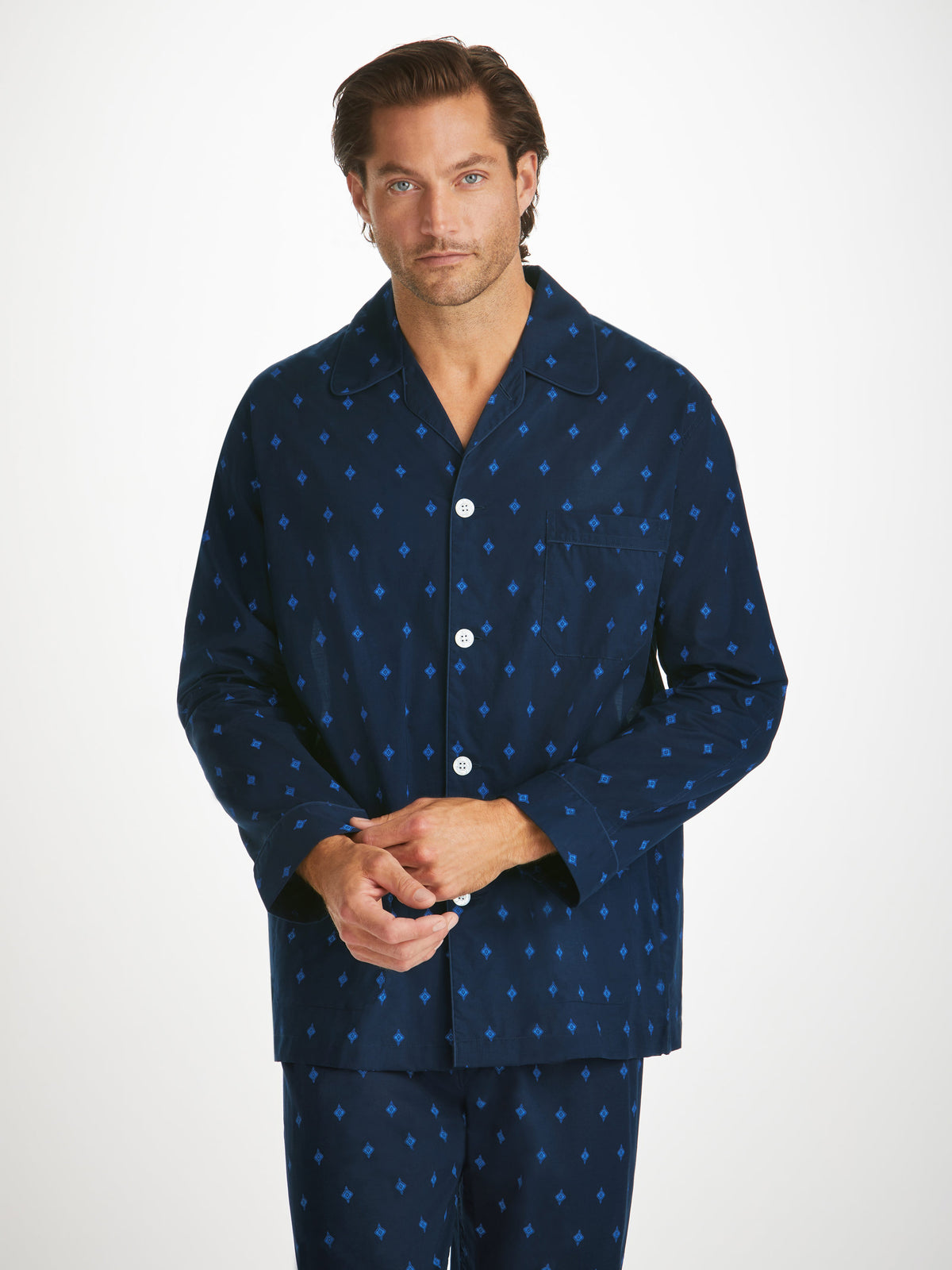 Men's Classic Fit Pyjamas Nelson 98 Cotton Batiste Navy