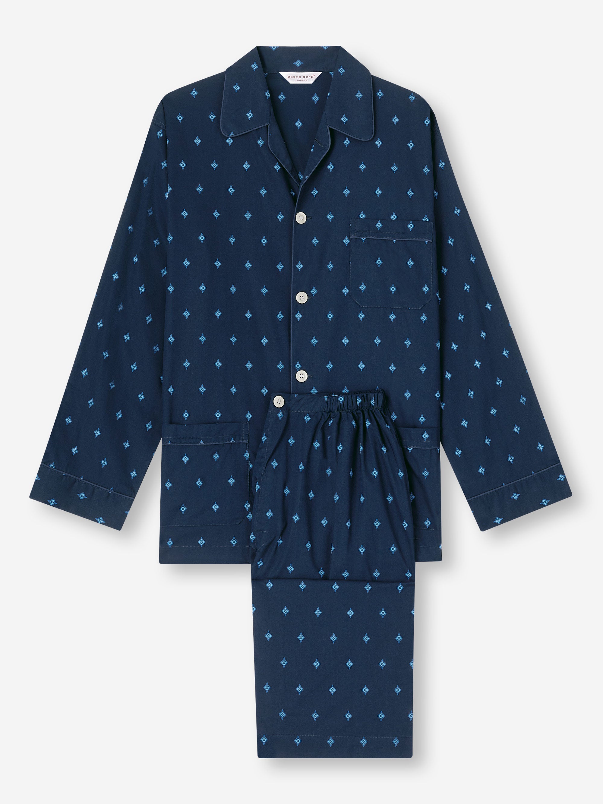 Men s Classic Fit Pyjamas Nelson 98 Cotton Batiste Navy