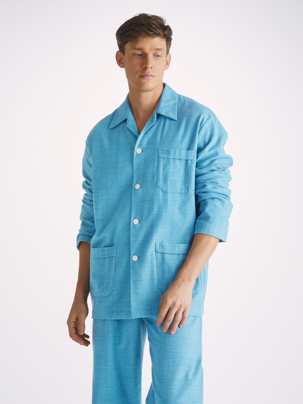 Men's Classic Fit Pyjamas Kelburn 34 Brushed Cotton Blue