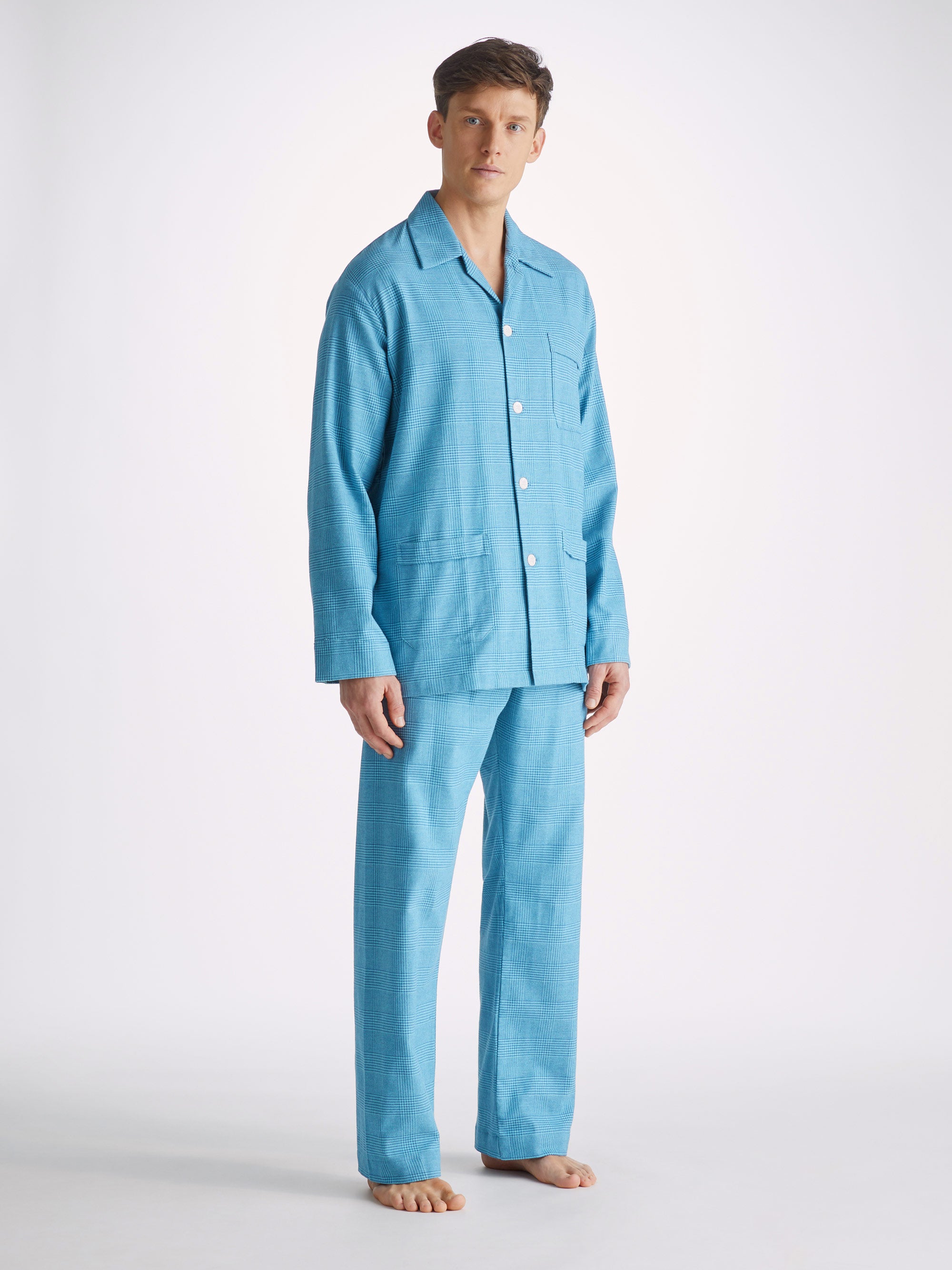 Men's Classic Fit Pyjamas Kelburn 34 Brushed Cotton Blue