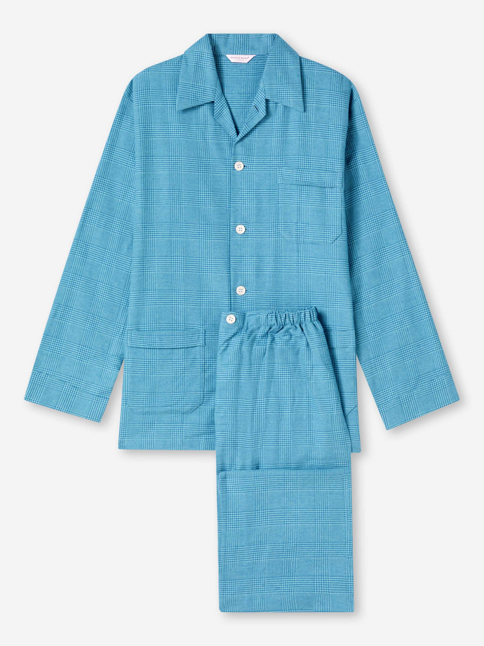 Men's Classic Fit Pyjamas Kelburn 34 Brushed Cotton Blue