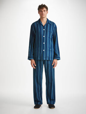 Men's Classic Fit Pyjamas Kelburn 38 Brushed Cotton Blue