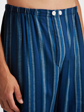 Men's Classic Fit Pyjamas Kelburn 38 Brushed Cotton Blue