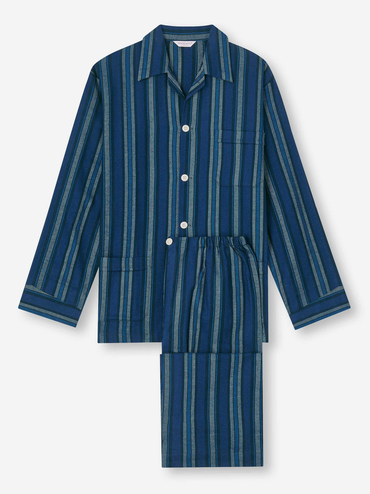Men's Classic Fit Pyjamas Kelburn 38 Brushed Cotton Blue