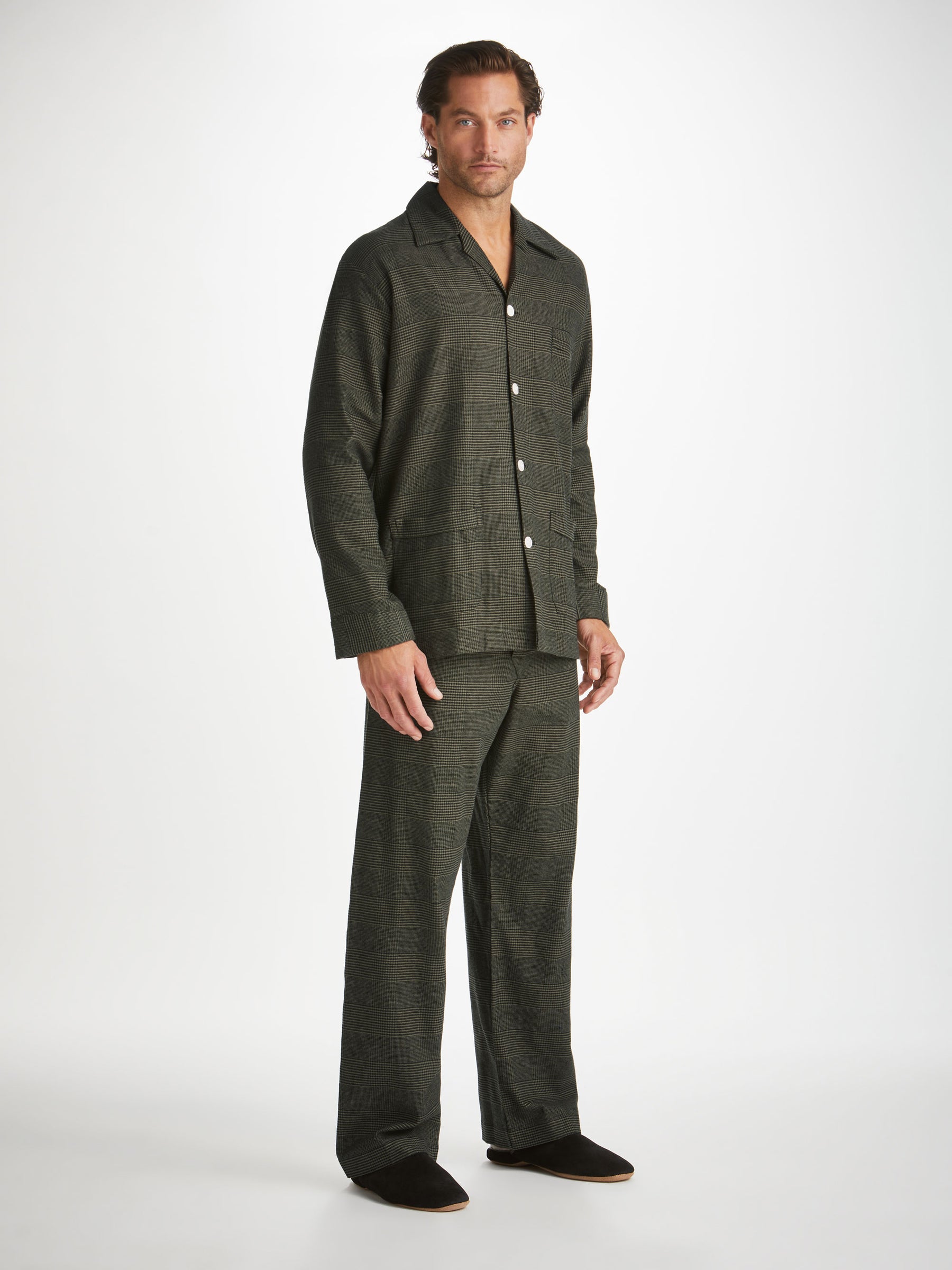 Men's Classic Fit Pyjamas Kelburn 41 Brushed Cotton Khaki