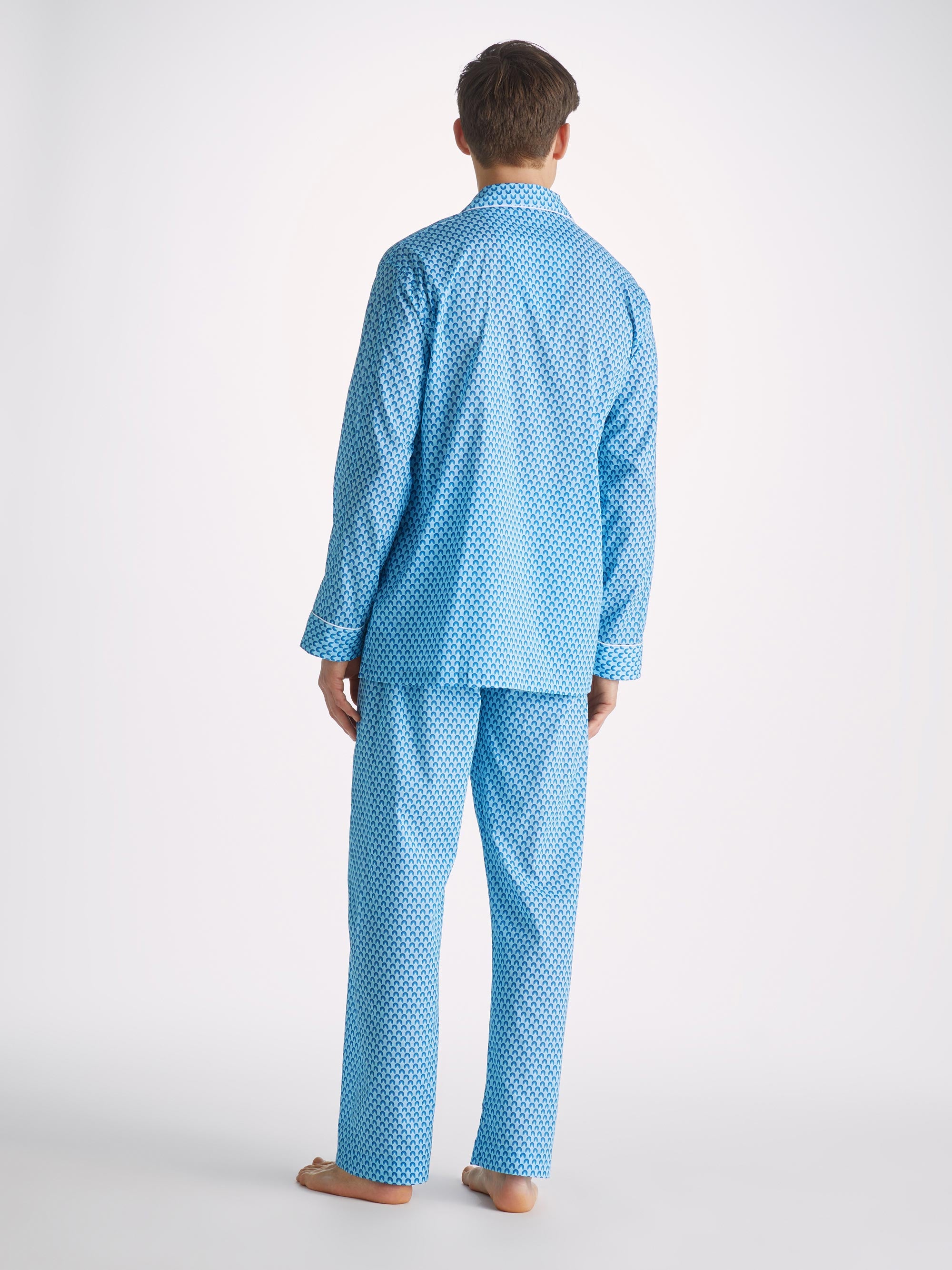 Men's Classic Fit Pyjamas Ledbury 65 Cotton Batiste Blue