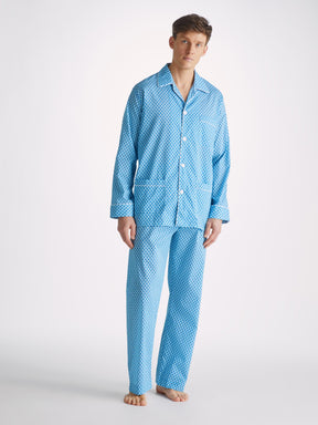 Men's Classic Fit Pyjamas Ledbury 65 Cotton Batiste Blue