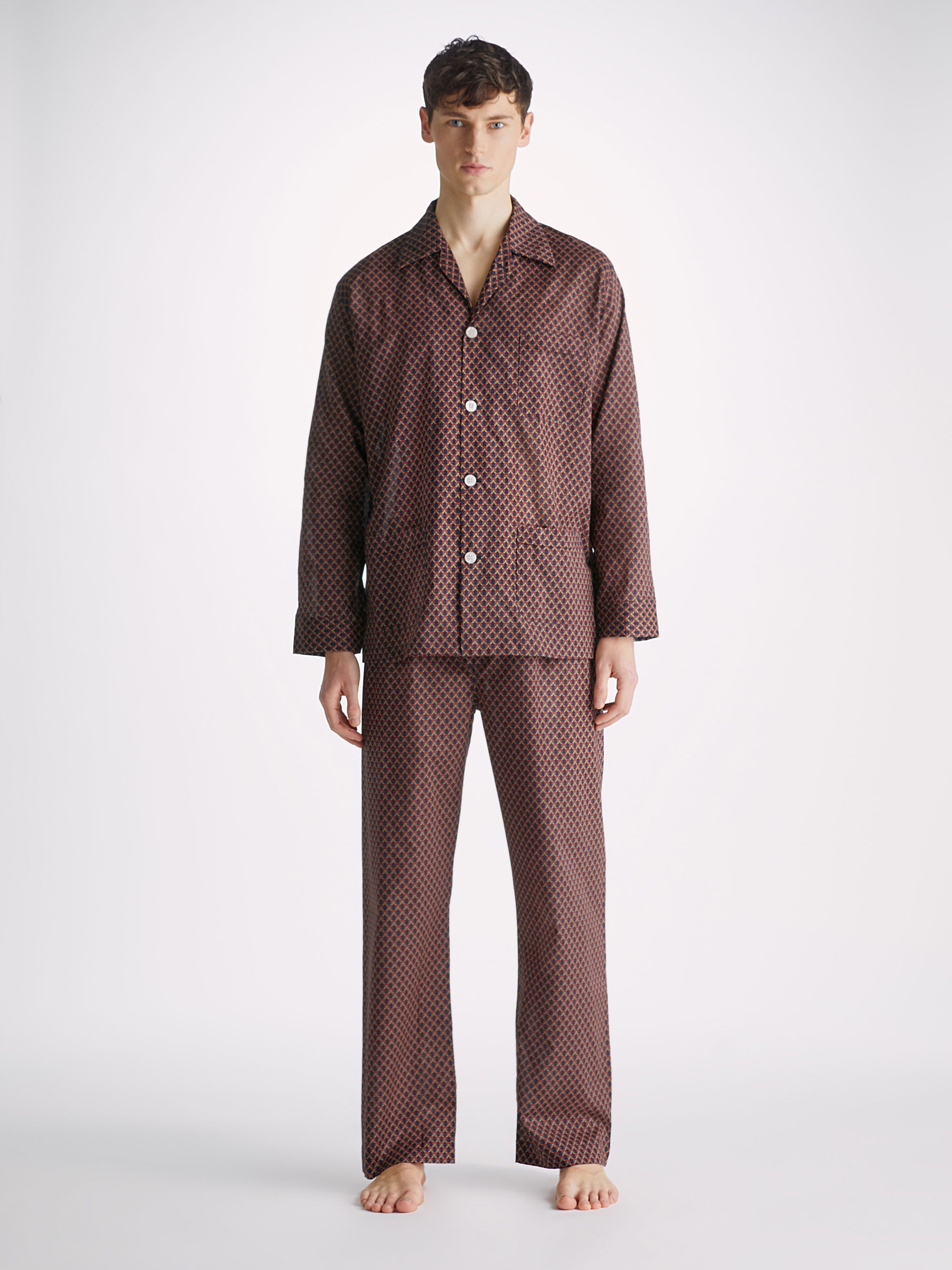 Men's Classic Fit Pyjamas Ledbury 65 Cotton Batiste Multi