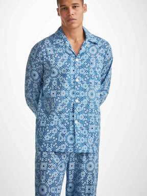 Men's Classic Fit Pyjamas Ledbury 69 Cotton Batiste Blue