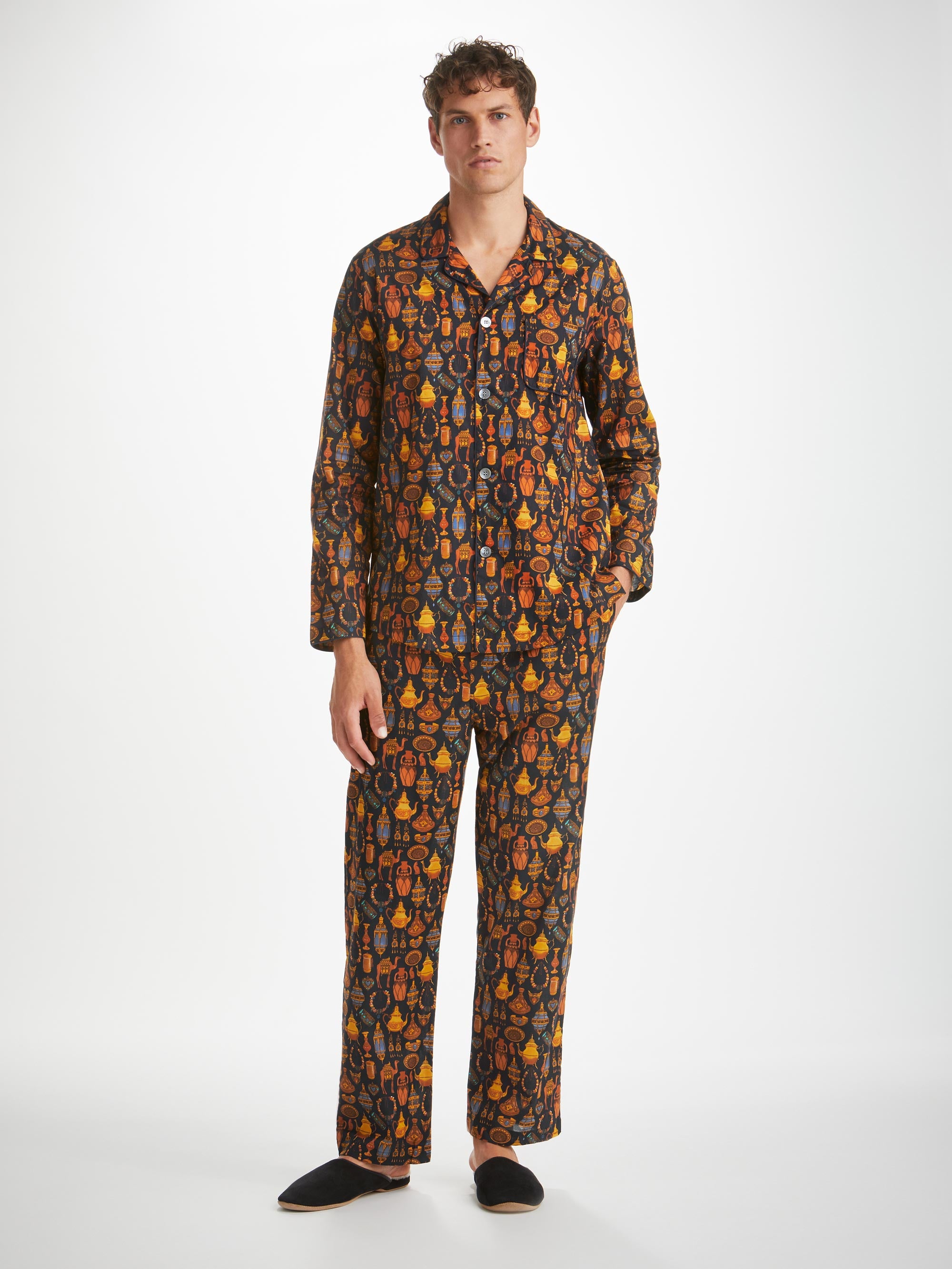 Men's Classic Fit Pyjamas Ledbury 71 Cotton Batiste Navy