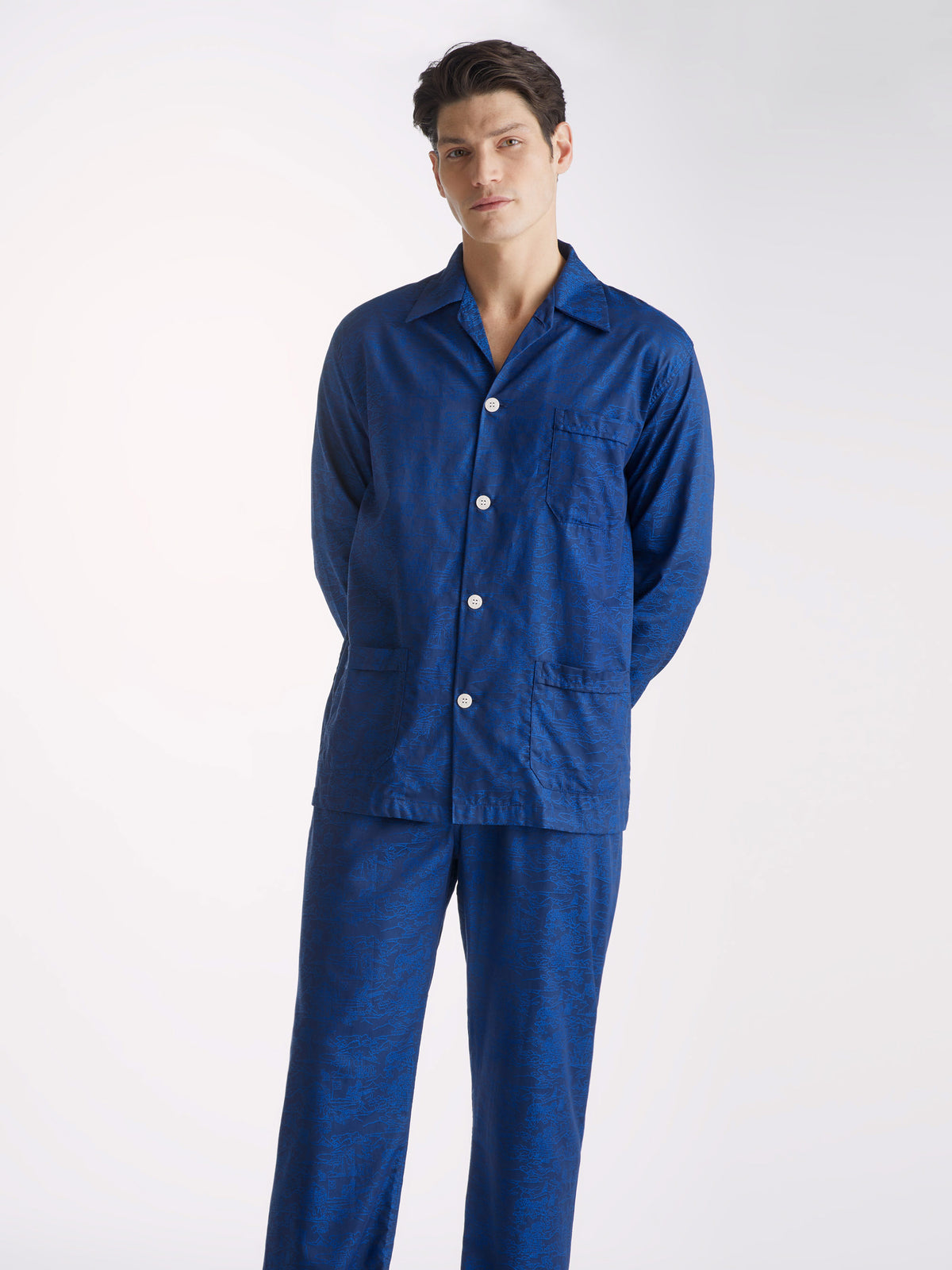 Men's Classic Fit Pyjamas Paris 25 Cotton Jacquard Navy