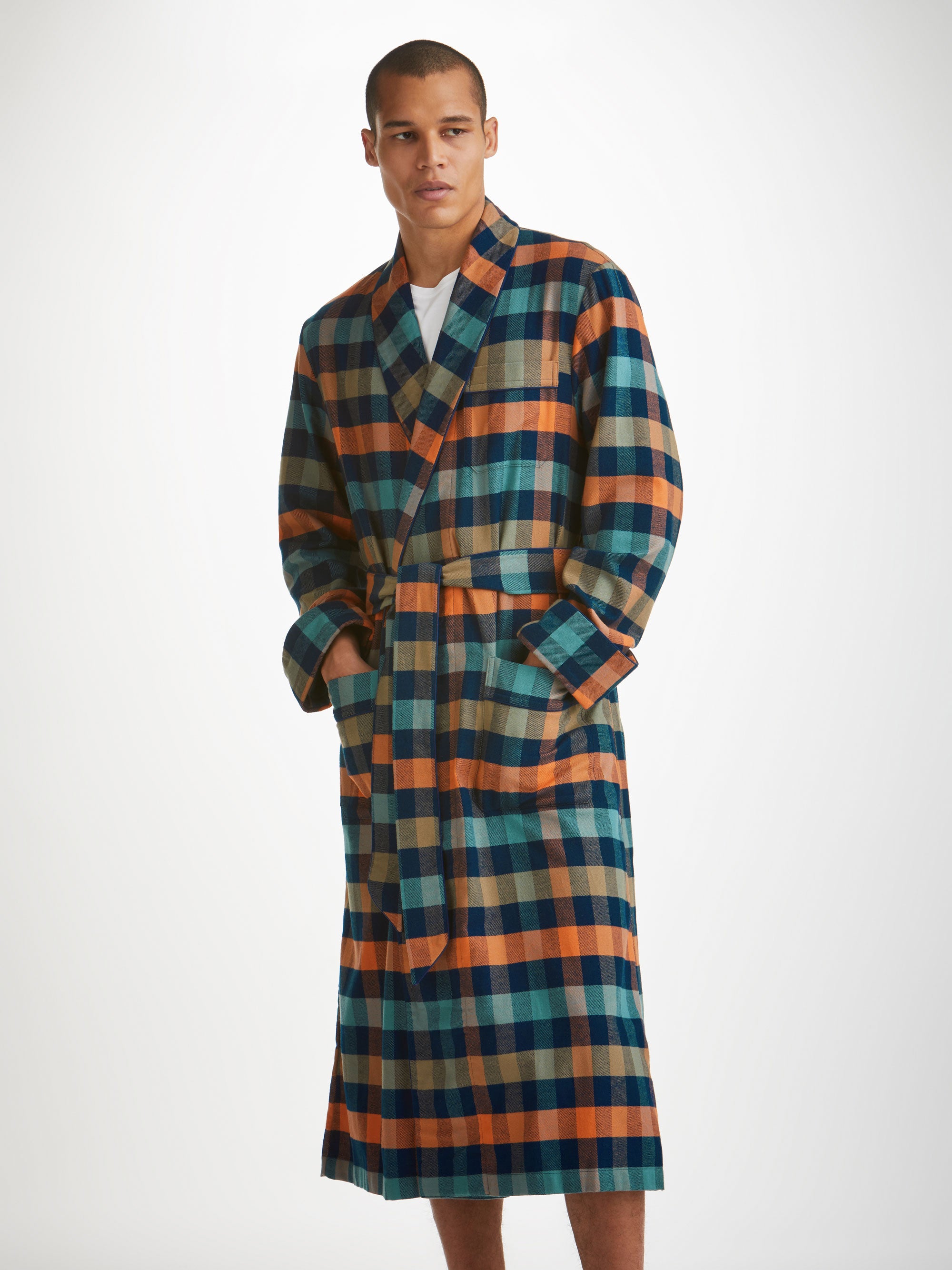 Men's Dressing Gown Kelburn 40 Brushed Cotton Multi