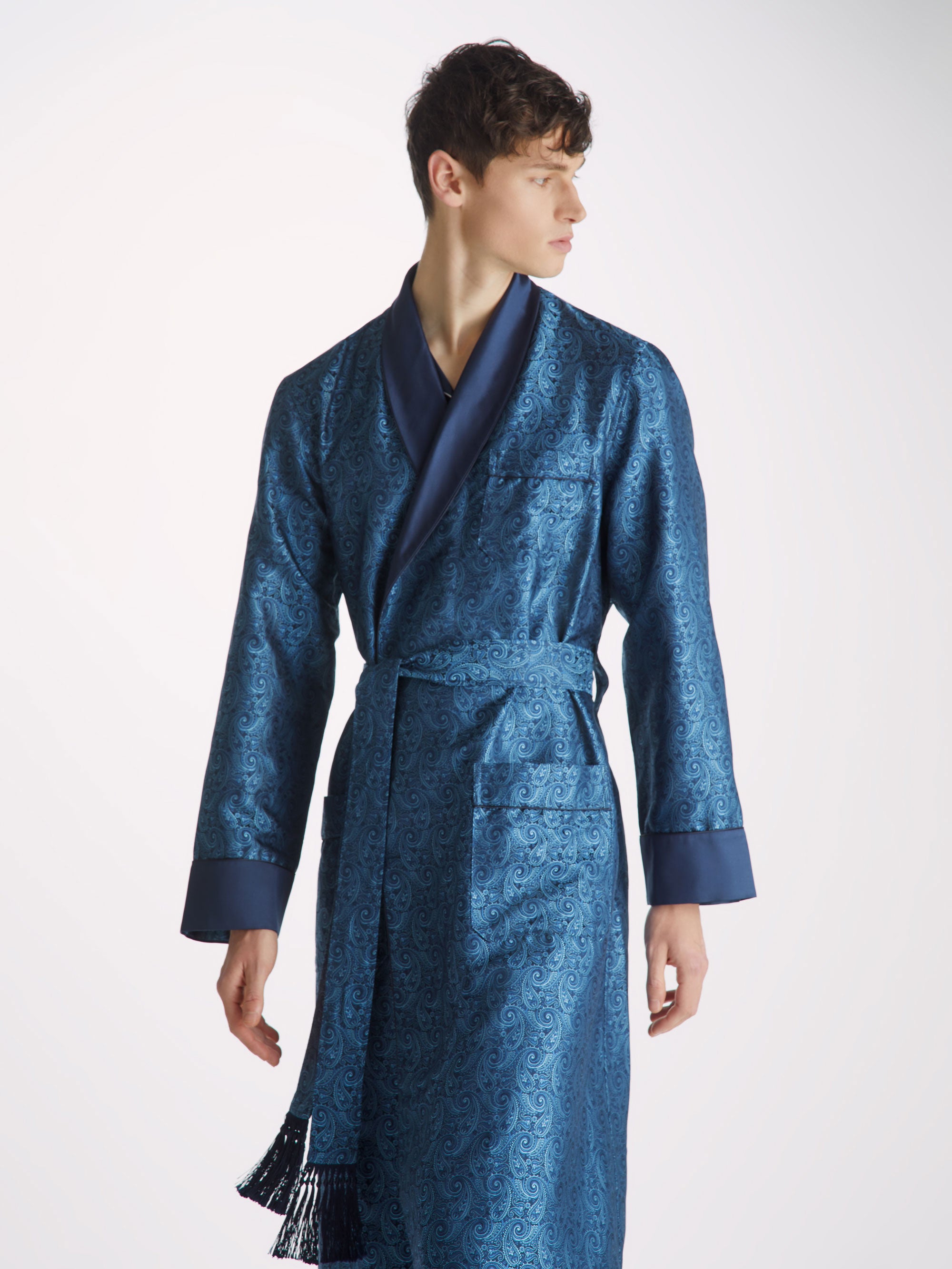 Men Quilted Robe Vintage Smoking Dressing Gown Cotton Jacket Long Bathrobes  Coat | eBay