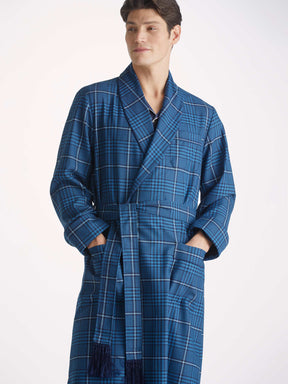 Men's Dressing Gown York 43 Wool Blue