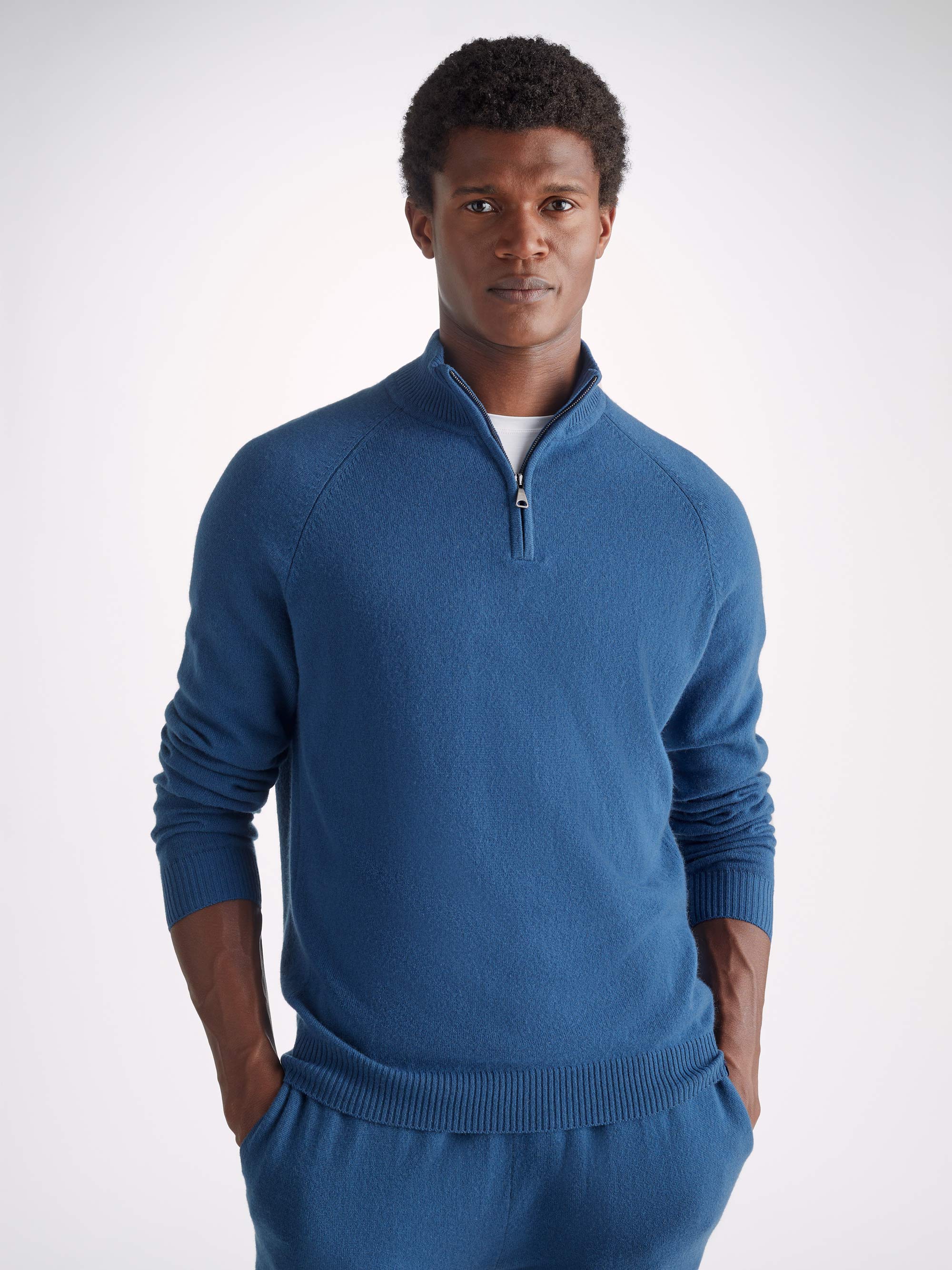 Men's Half-Zip Sweater Finley Cashmere Denim